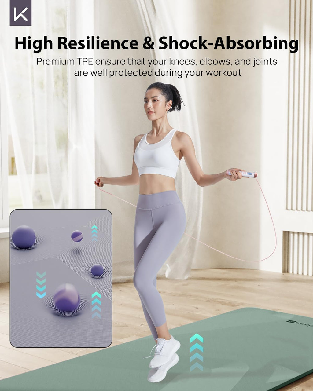 KEEP Extra Wide Yoga Mat, 7mm Thick 72" x 32" Exercise Mat | 7mm thick Extra wide yoga mat with carry strap for home workout, yoga, exercise and Pilates