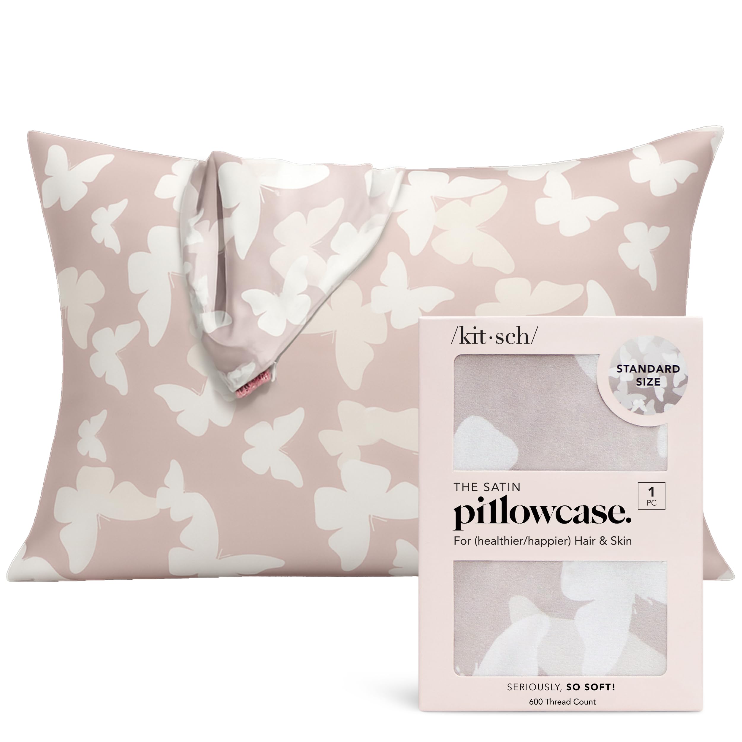 Kitsch Satin Pillowcase with Zipper - Standard Size, Leopard | Softer Than Silk Pillow Cases, Smooth Cooling Satin Pillow Case for Hair and Skin, Wrinkle-Free, Machine Washable
