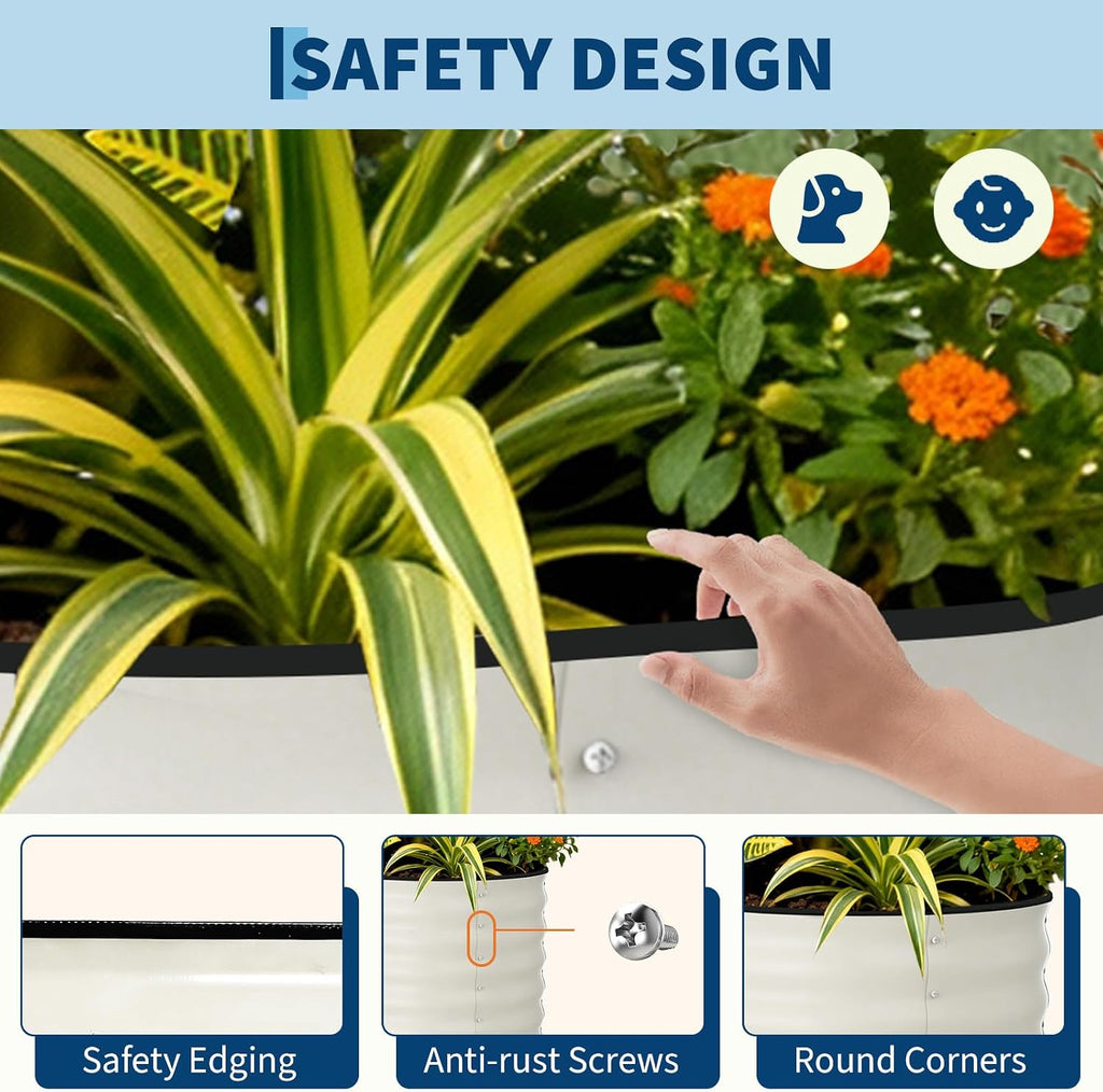 GarveeLife 2 Pcs Raised Garden Beds Outdoor 6x3x2 ft - Galvanized Steel Planter Box for Vegetables, Flowers, Rust-Resistant, Easy Assembly Raised Beds, Durable Planters for Outdoor Plants, Beige