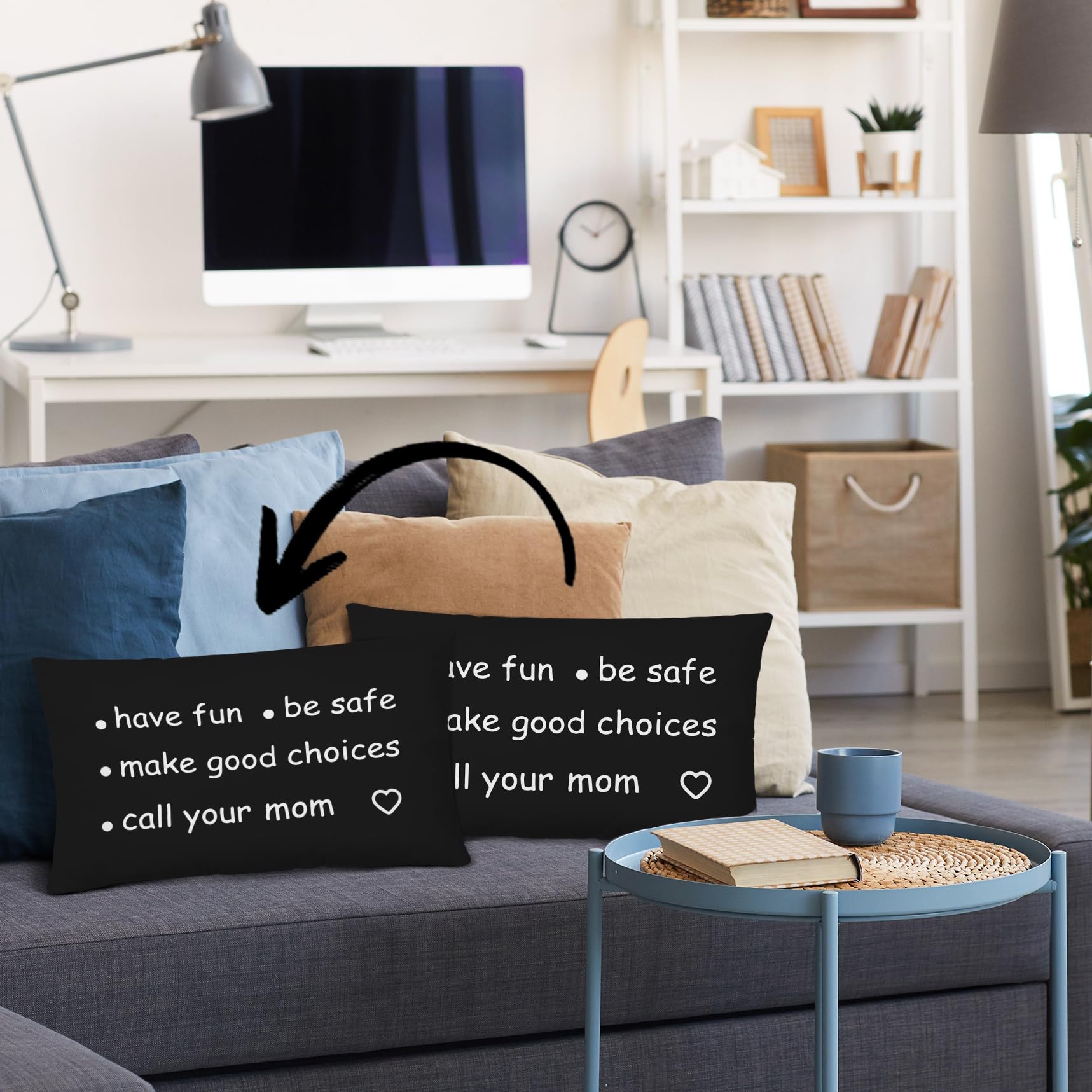HIWX College Dorm Decor,Funny Have Fun Be Safe Make Good Choices Call Your Mom Decorative 18 x 18 Throw Pillow Cover,Call Your Mom Pillow,Throw Pillows for Dorm Bed Room Student Decor Pillowcase