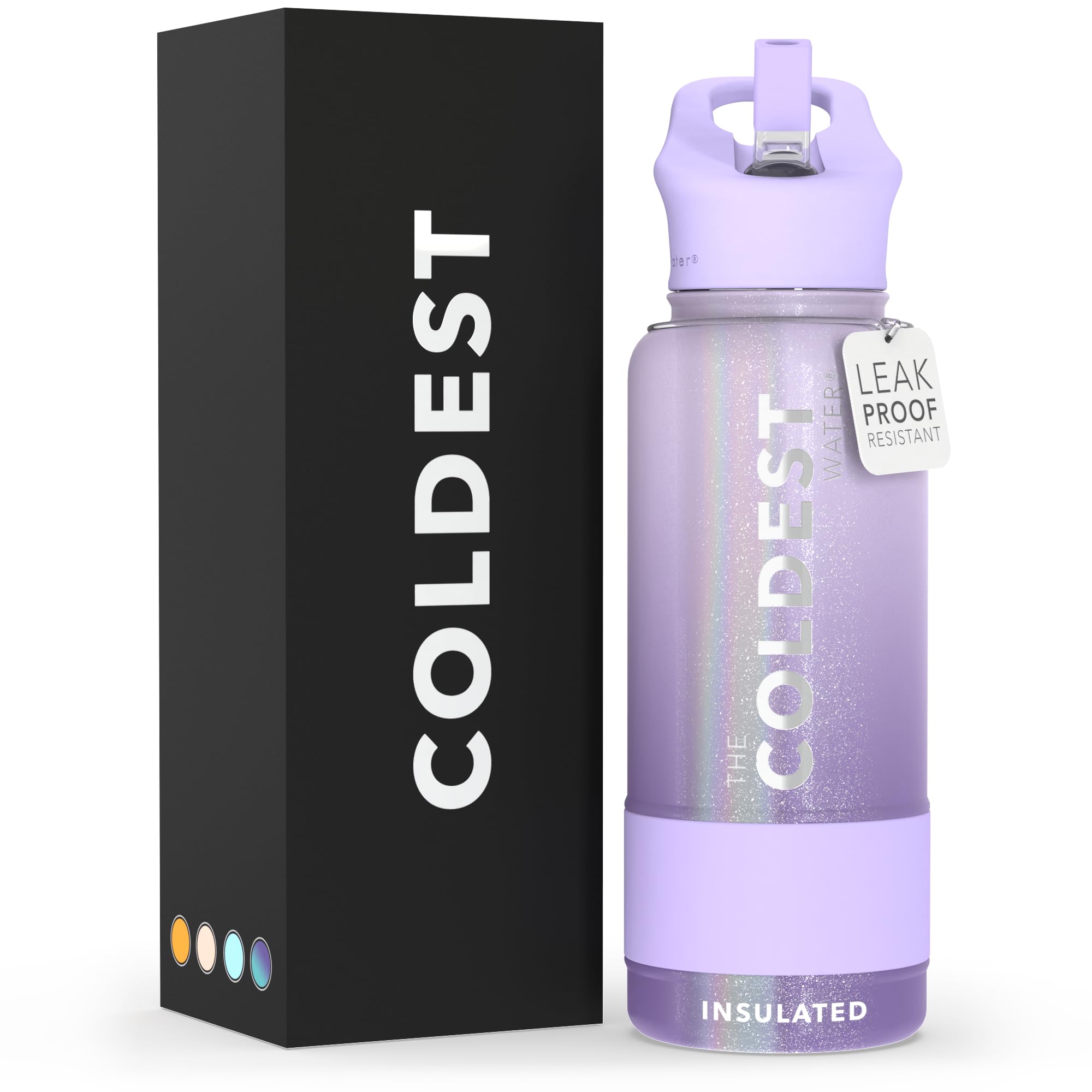 Coldest Insulated Water Bottle with Straw Lid - Stainless Steel Metal Insulated Bottle for Men & Women (Oceanic Green, 32 oz)