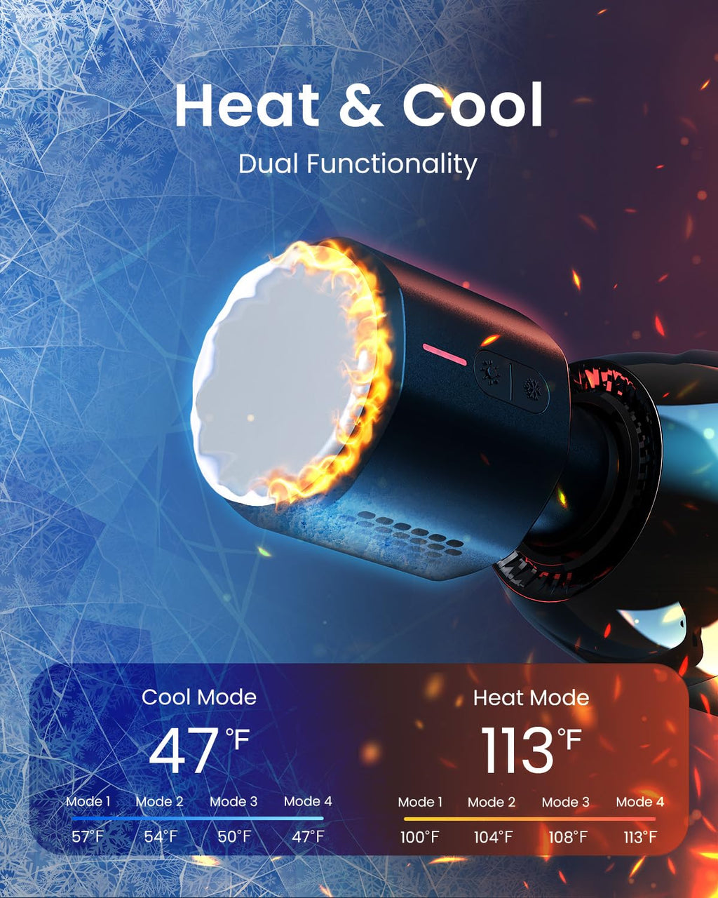 RENPHO Active Thermacool 2 Massage Gun with Heat and Cold, VA Display | Handheld 10mm Deep Tissue Massager for Neck, Back, Muscle Comfort, FSA Eligible Gift for Men, Athletes, Women, HSA