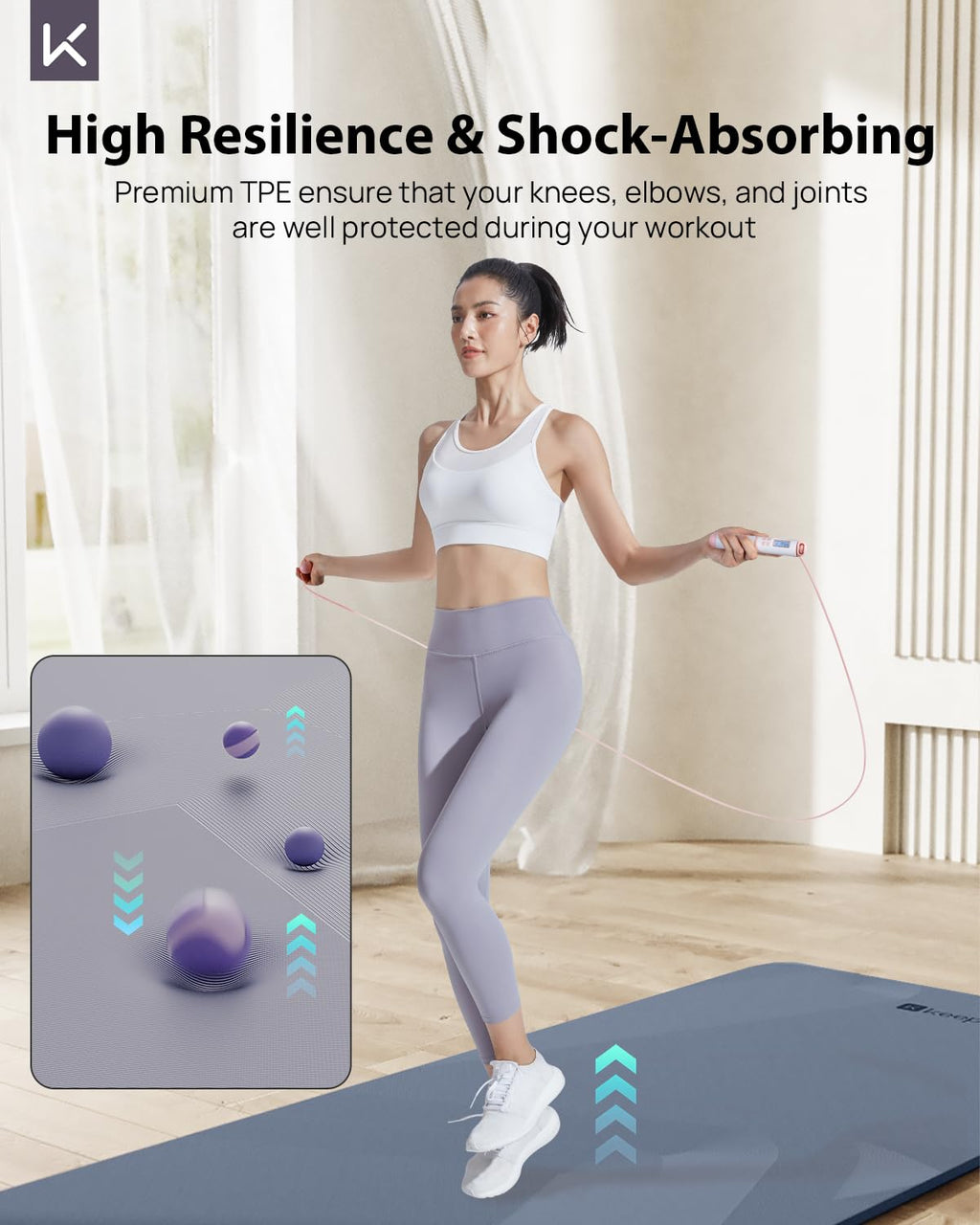 KEEP Extra Wide Yoga Mat, 7mm Thick 72" x 32" Exercise Mat | 7mm thick Extra wide yoga mat with carry strap for home workout, yoga, exercise and Pilates