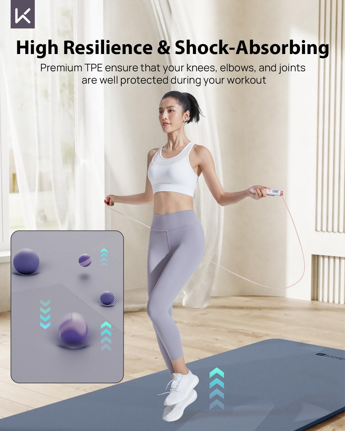 KEEP Extra Wide Yoga Mat, 7mm Thick 72" x 32" Exercise Mat | 7mm thick Extra wide yoga mat with carry strap for home workout, yoga, exercise and Pilates