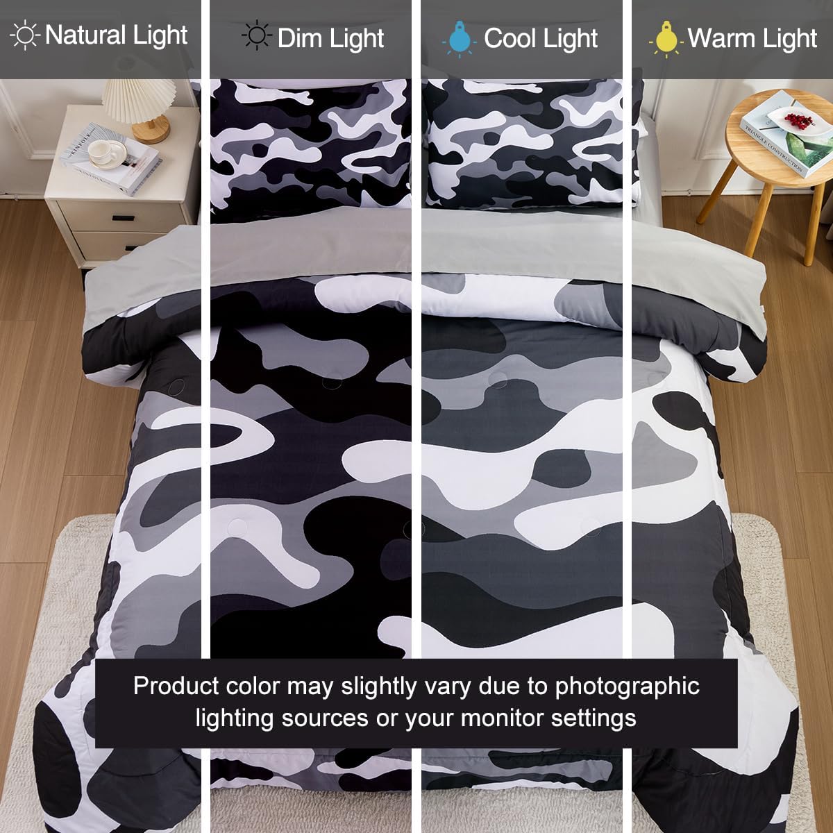 Holawakaka Twin Size Camouflage Bedding Comforter Set with Sheets, Boys Girls Men Camo Bed in A Bag 5 Pieces,Kids Teens Dorm Bed Sets Neutral Farmhouse Lodge Cabin Army Bedspread (Red, Twin)
