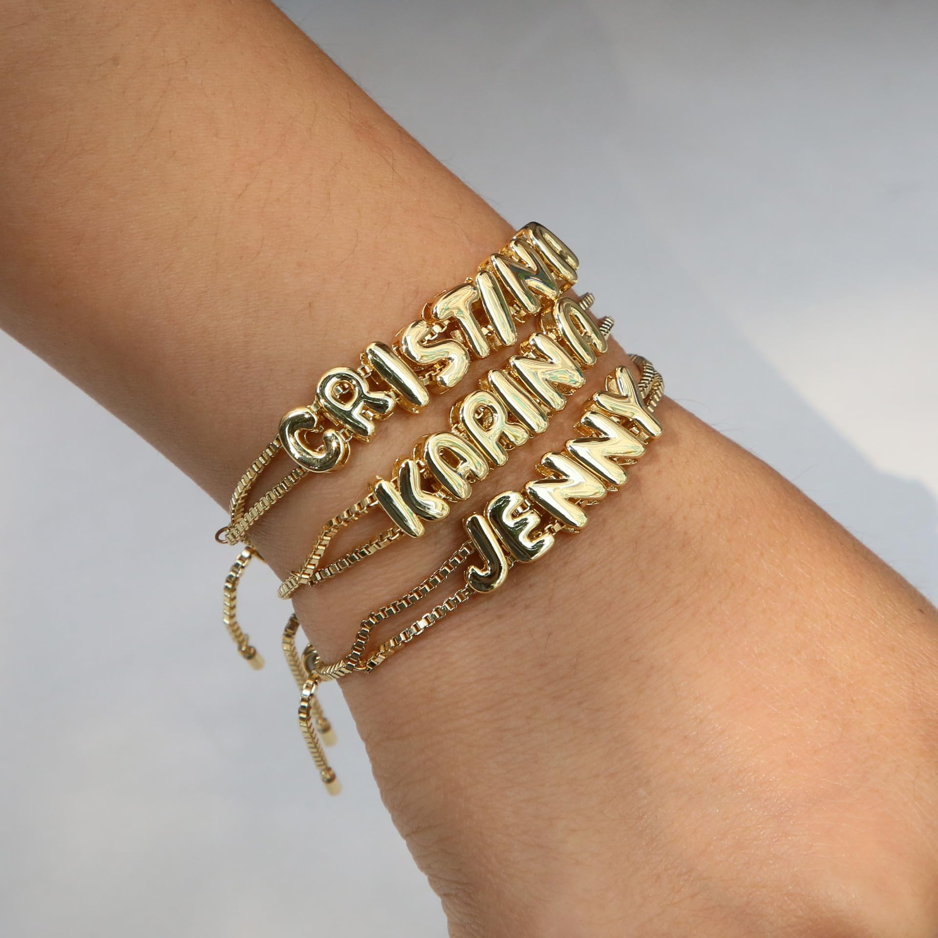 Personalized Name Bracelet for Women | Custom Bubble Letter, Jewelry Gift for Mom, Bridesmaid, Girlfriend