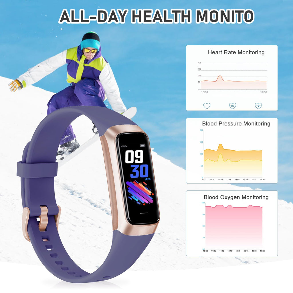 Fitness Tracker with 24/7Heart Rate, Blood Pressure, Sleep Tracking, Calorie, Activity Tracker with 1.1" AMOLED Color Screen, Waterproof Step Tracker for Android iPhones Women Men