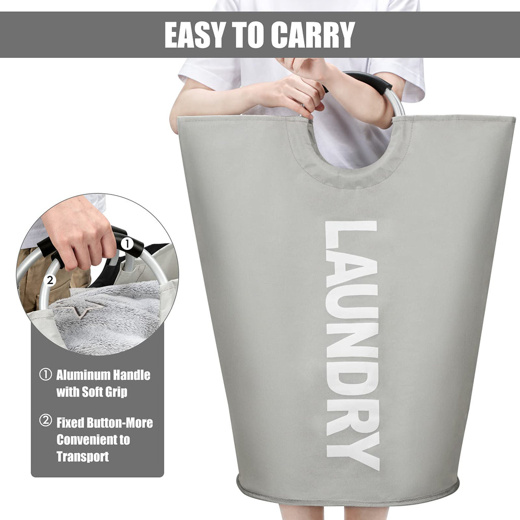 DOKEHOM 90L Large Laundry Basket, Collapsible Laundry Bag, Black | Freestanding tall clothes hamper & foldable washing bin. High-capacity clothes storage basket with durable sturdy handles