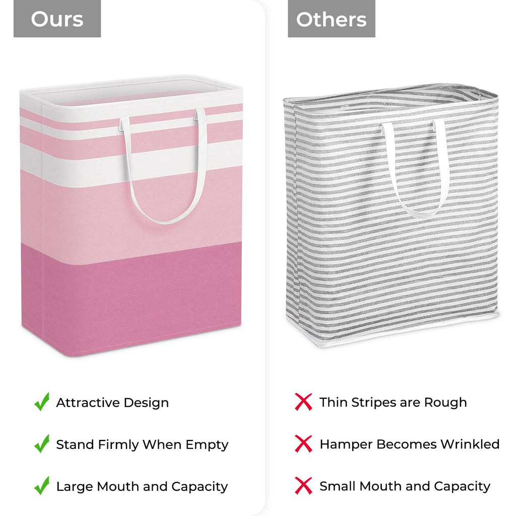 HomeHacks 2 Pack Large Laundry Baskets, Waterproof, Freestanding Laundry Hampers, Collapsible Clothes Hamper with Reinforced Handles in Laundry Room, College Dorm, Bathroom, Bedroom (Grey, 75Lx2)