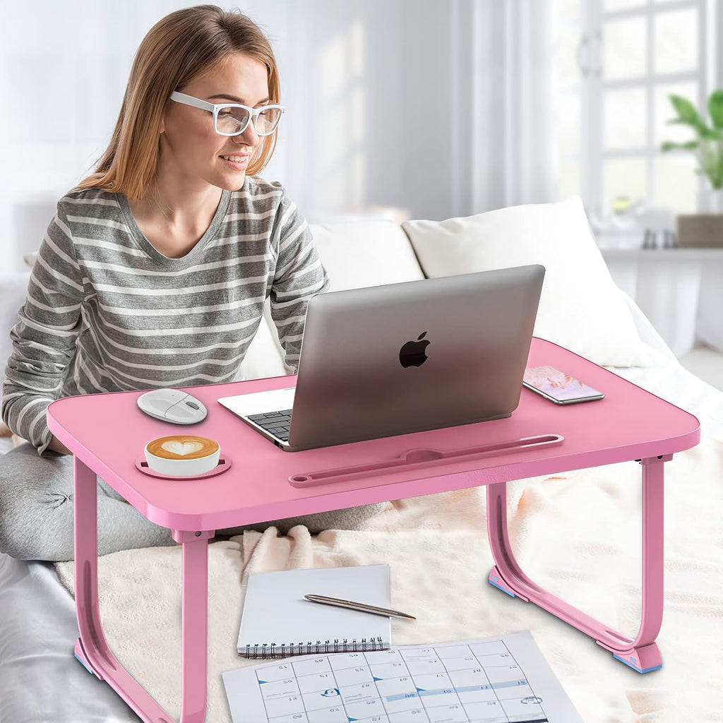 Fayquaze Lap Laptop Desk, Portable Foldable Laptop Bed Table with Storage Drawer and Cup Holder, Lap Desk Lap Bed Stand Tray Table Serving Tray for Eating, Reading and Working
