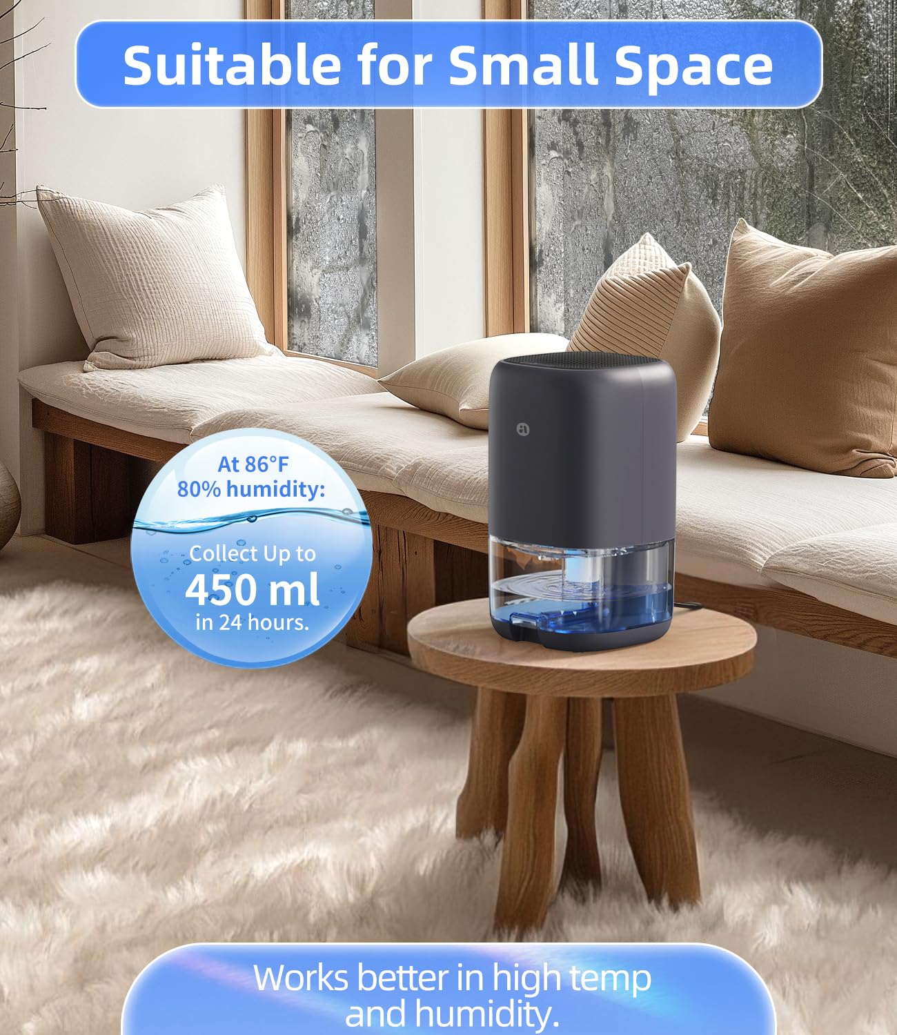 Dehumidifier, 35 OZ Small Dehumidifiers for Bedroom for Home, Quiet with Auto Shut Off, Dehumidifiers for Bedroom (280 sq. ft), Bathroom, RV, Closet, White