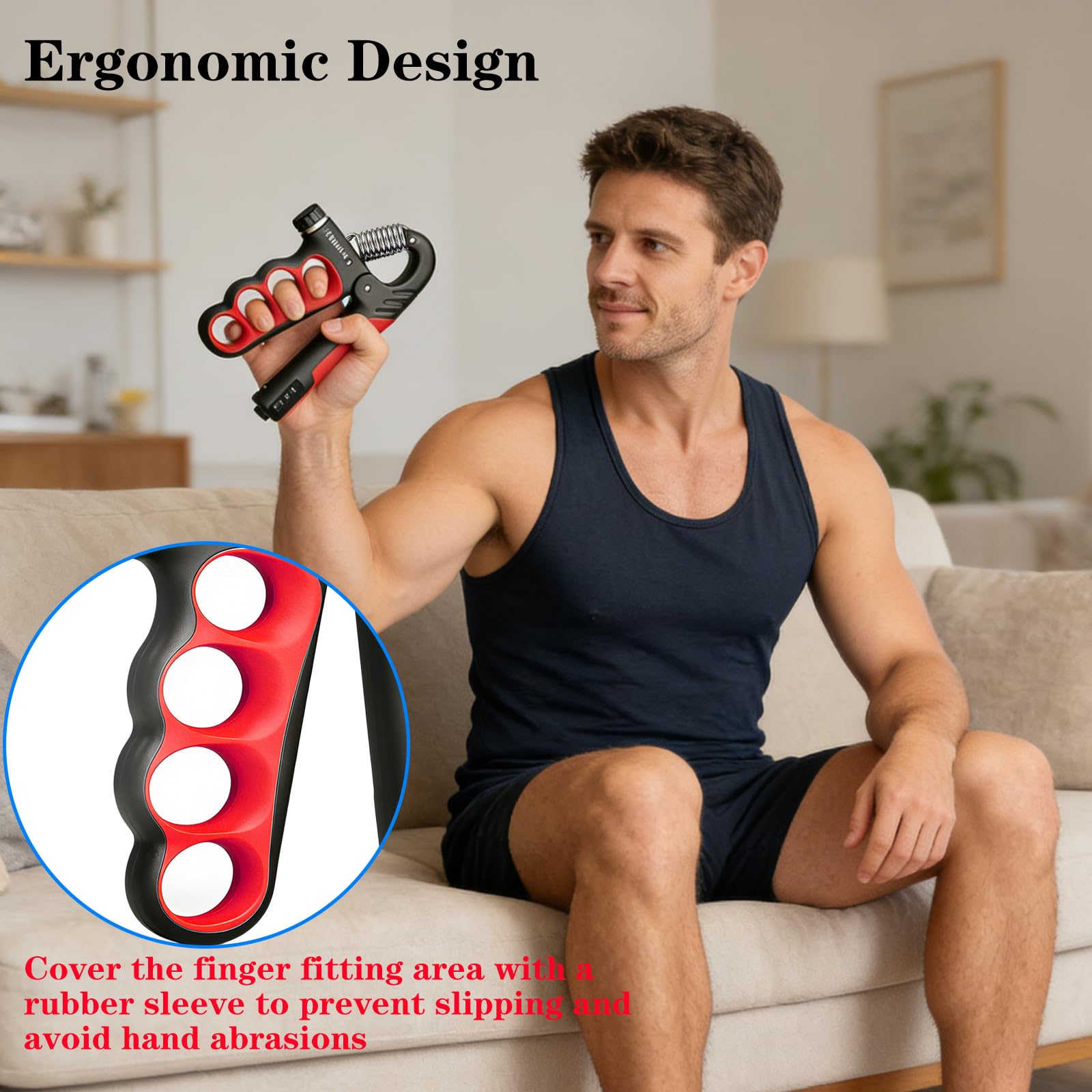 Hand Gripper Strengthener, 11-220LBs Adjustable Resistance Grip Strength Trainer with Counter, Forearm Exerciser for Injury Recovery and Muscle Building