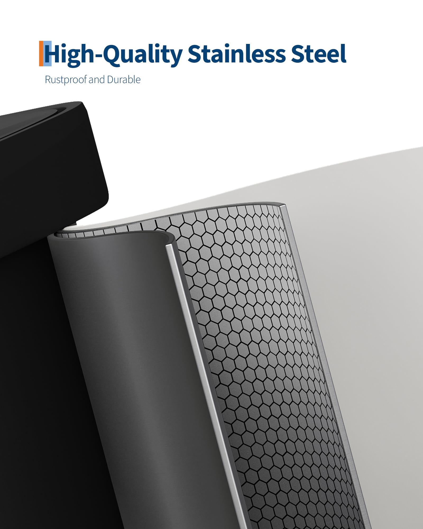 Garvee 13 gal / 50 L Stainless Steel Trash Can with Lid, Large Garbage Can for Kitchen, Rustproof Step-on Kitchen Metal Trash Bin with Liner Rim, Rear Handle, Soft Close Plastic Lid, Silver