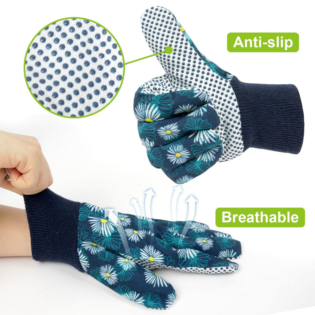 Ainiv Floral Gardening Gloves for Women/Ladies, Non-Slip Garden Work Gloves,Breathable Yard Work Glove Light Working Gloves