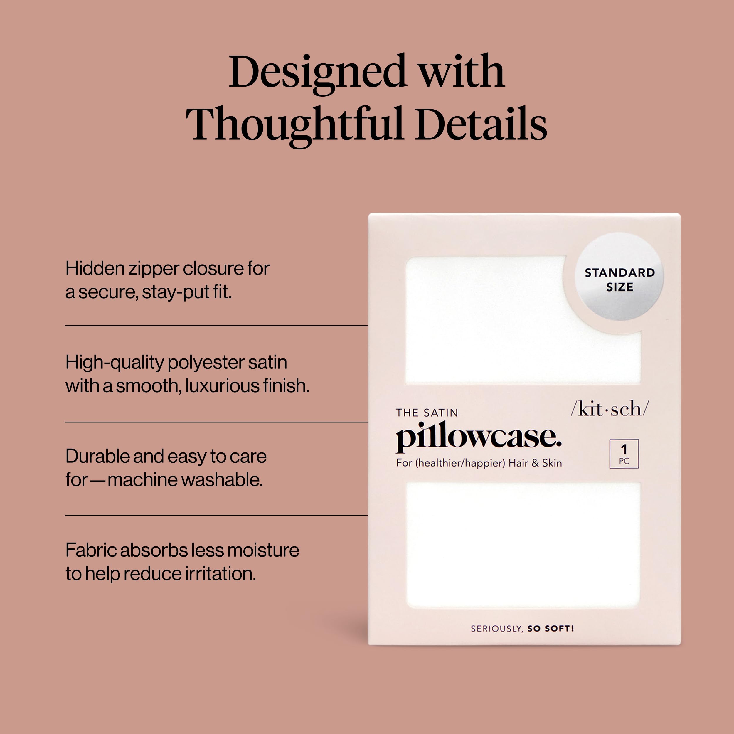 Kitsch Satin Pillowcase with Zipper - Standard Size, Leopard | Softer Than Silk Pillow Cases, Smooth Cooling Satin Pillow Case for Hair and Skin, Wrinkle-Free, Machine Washable