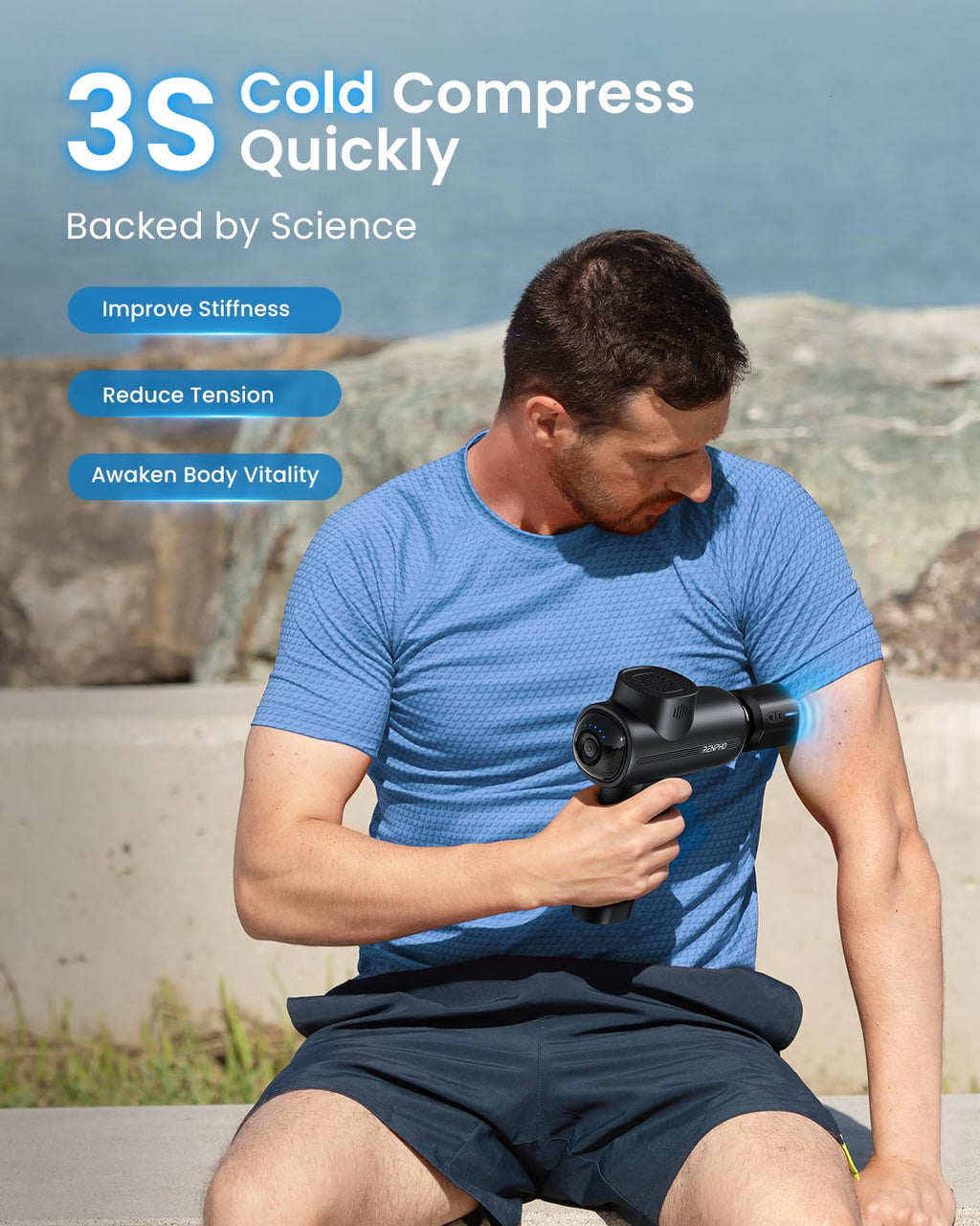 RENPHO Active Thermacool 2 Massage Gun with Heat and Cold, VA Display | Handheld 10mm Deep Tissue Massager for Neck, Back, Muscle Comfort, FSA Eligible Gift for Men, Athletes, Women, HSA