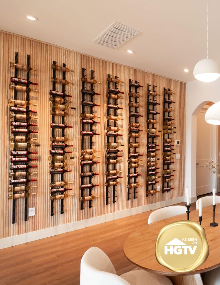 Ultra Wine Racks Wall Mounted Label-Out Wine Racks (4 Foot 2 Deep, Matte Black, 24 Wine Bottles) - Modern Metal Wine Storage, Modular Design for Home Bar, Kitchen, Dining Rooms, & Wine Cellars