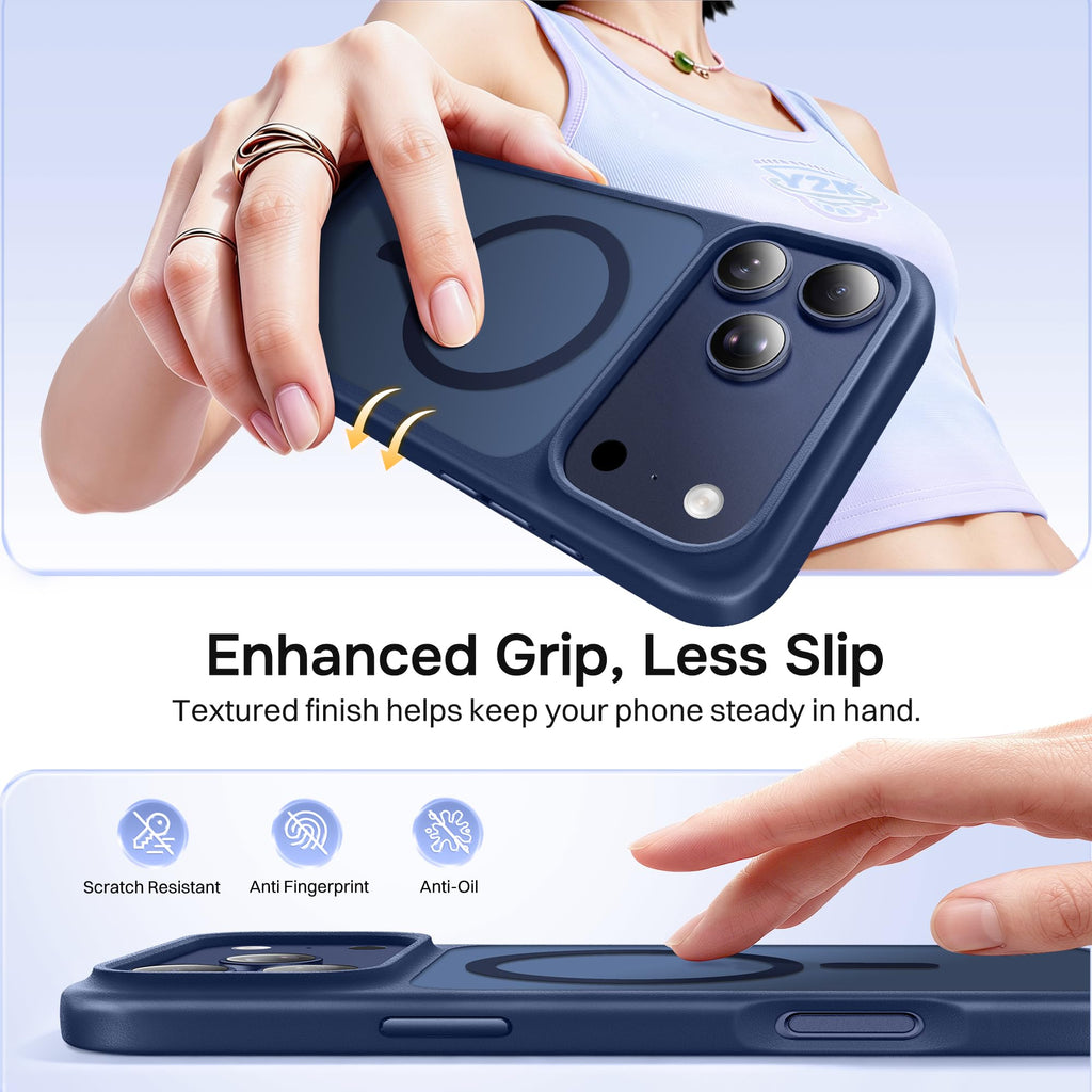 Magnetic for iPhone 17 Pro Max Case, Compatible with MagSafe, [Military Grade Drop Protection] Translucent Matte Shockproof Protective Anti-Fingerprint Phone Case, 6.9", Dark Purple