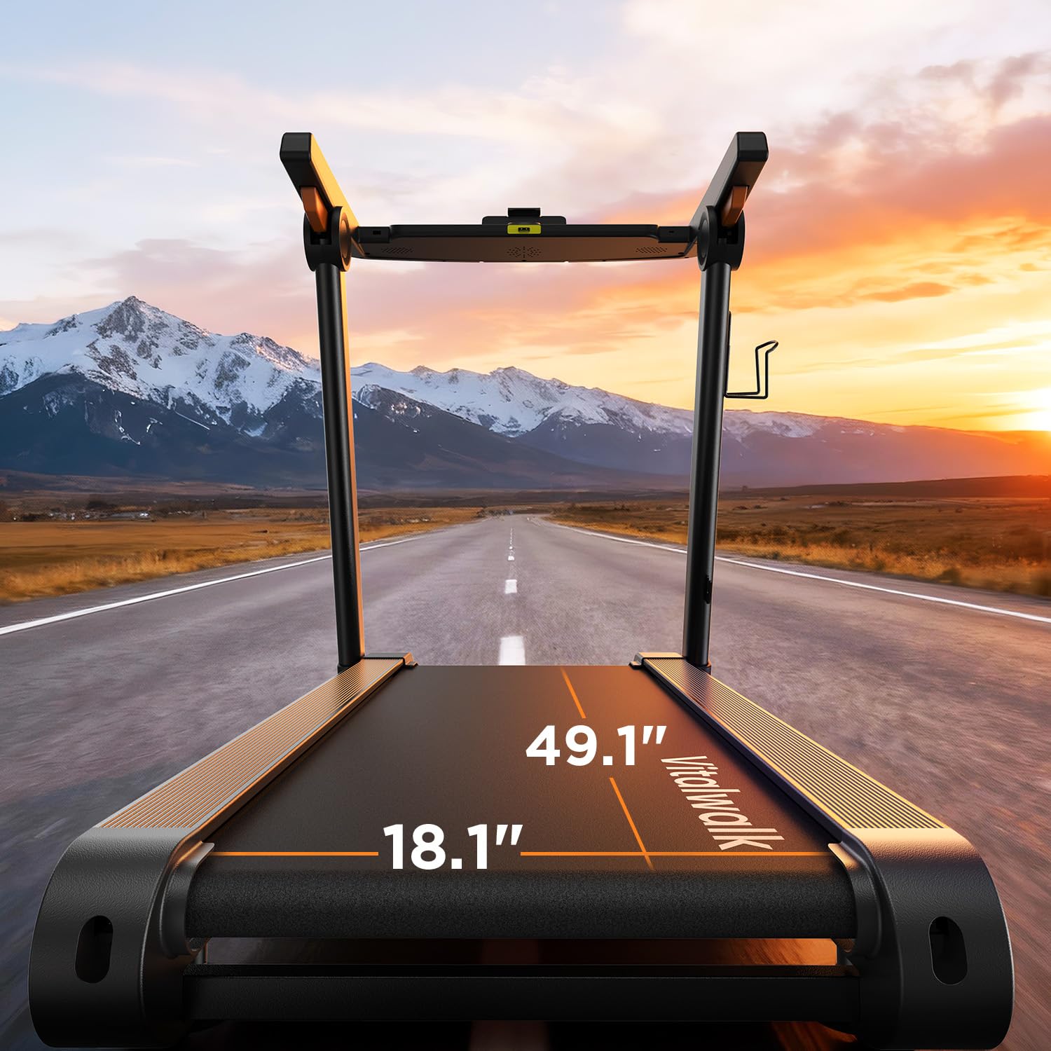 Vitalwalk Foldable Treadmill with Auto Incline, Commercial 49"x18" Wide Running Belt, 10MPH, 3.5HP Brushless, Walking Pad Treadmill for Home, Auto Folding, No Installation, 350LBS, APP