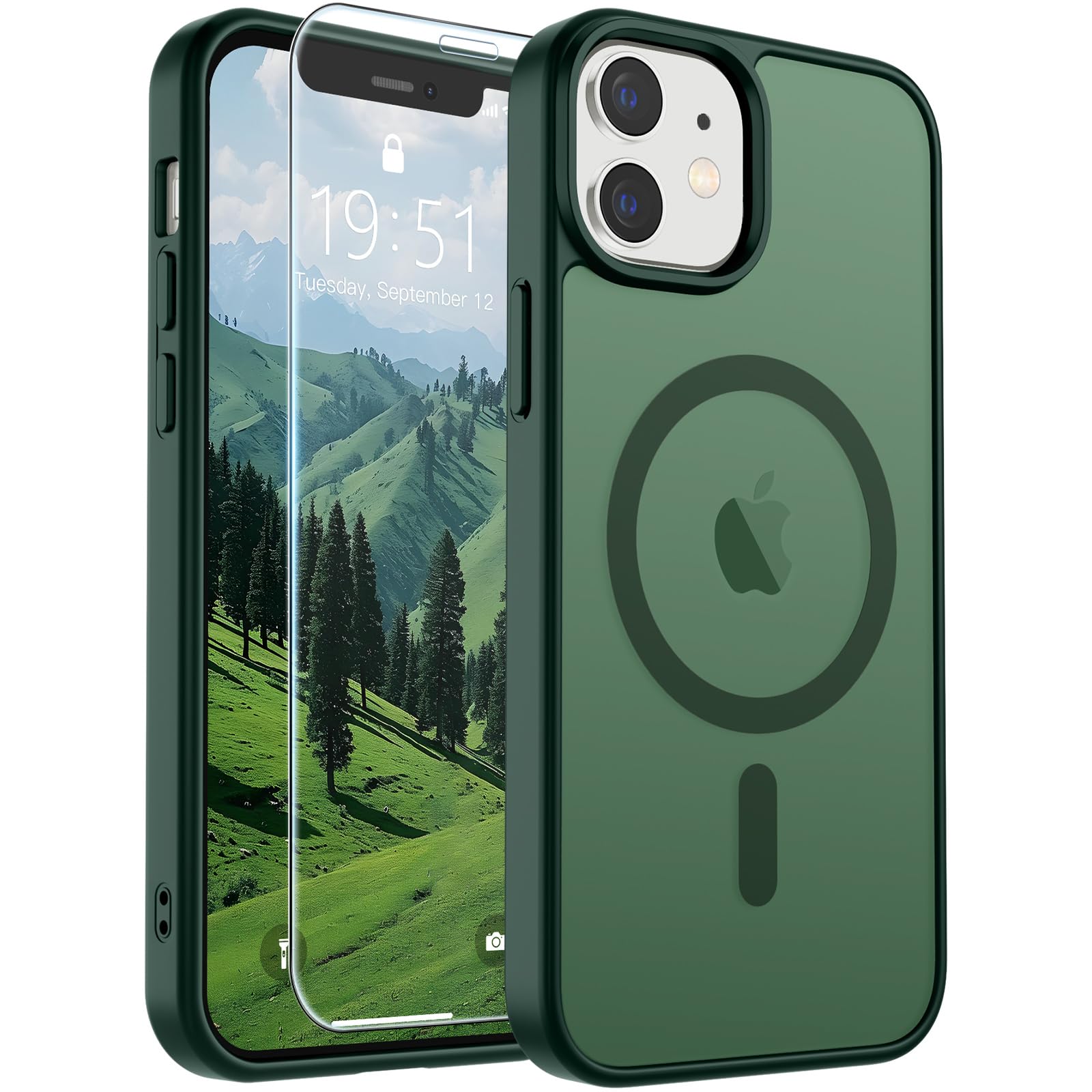 SUPFINE Magnetic for iPhone 17 Pro Max Case with Screen Protector (Compatible with MagSafe)(Military Grade Drop Protection) Translucent Matte Phone Cover,Dark Blue