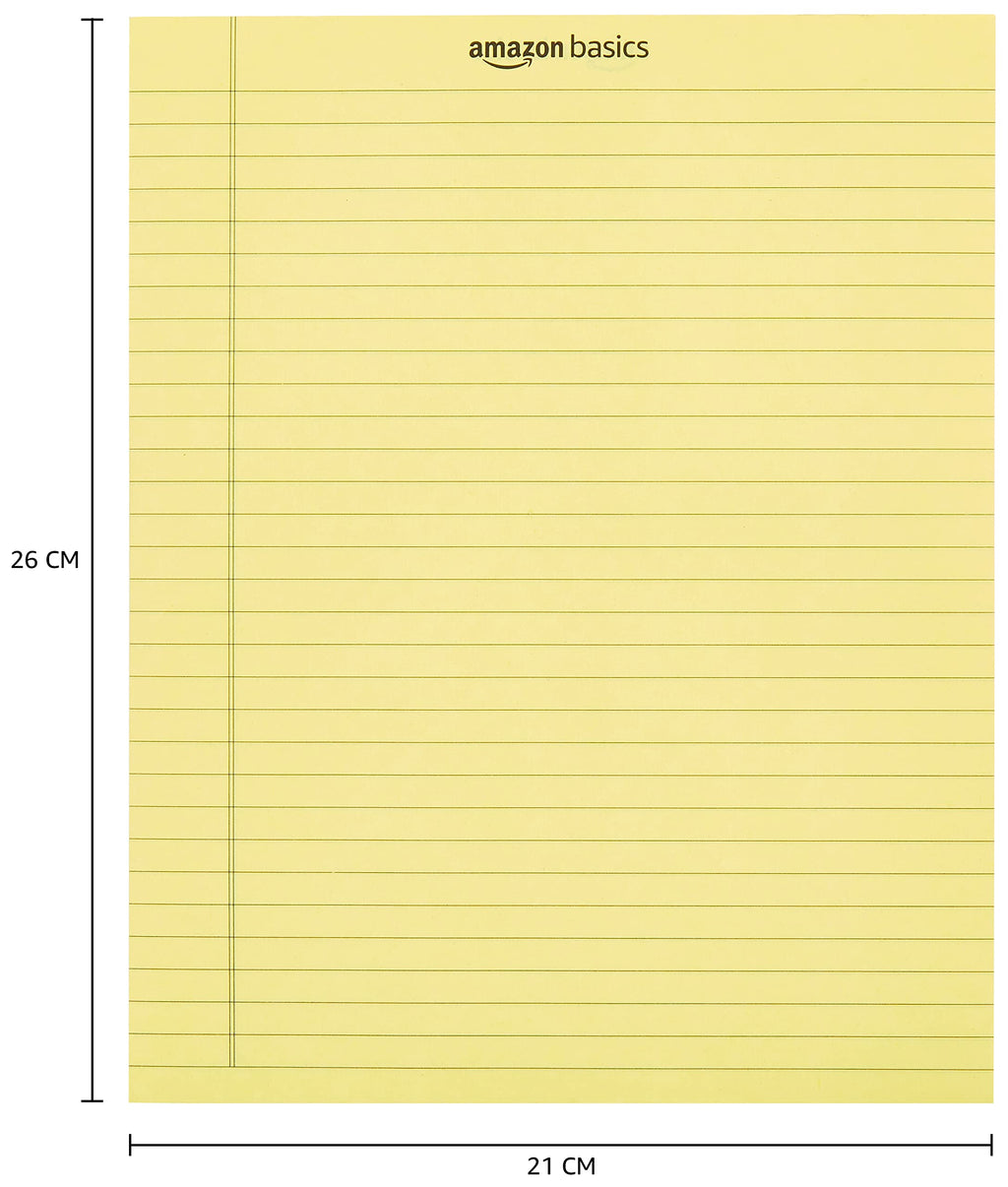 Amazon Basics Narrow Ruled Writing Pads, Perforated, 5" x 8", Multicolor, 6-Pack of 50 Sheets
