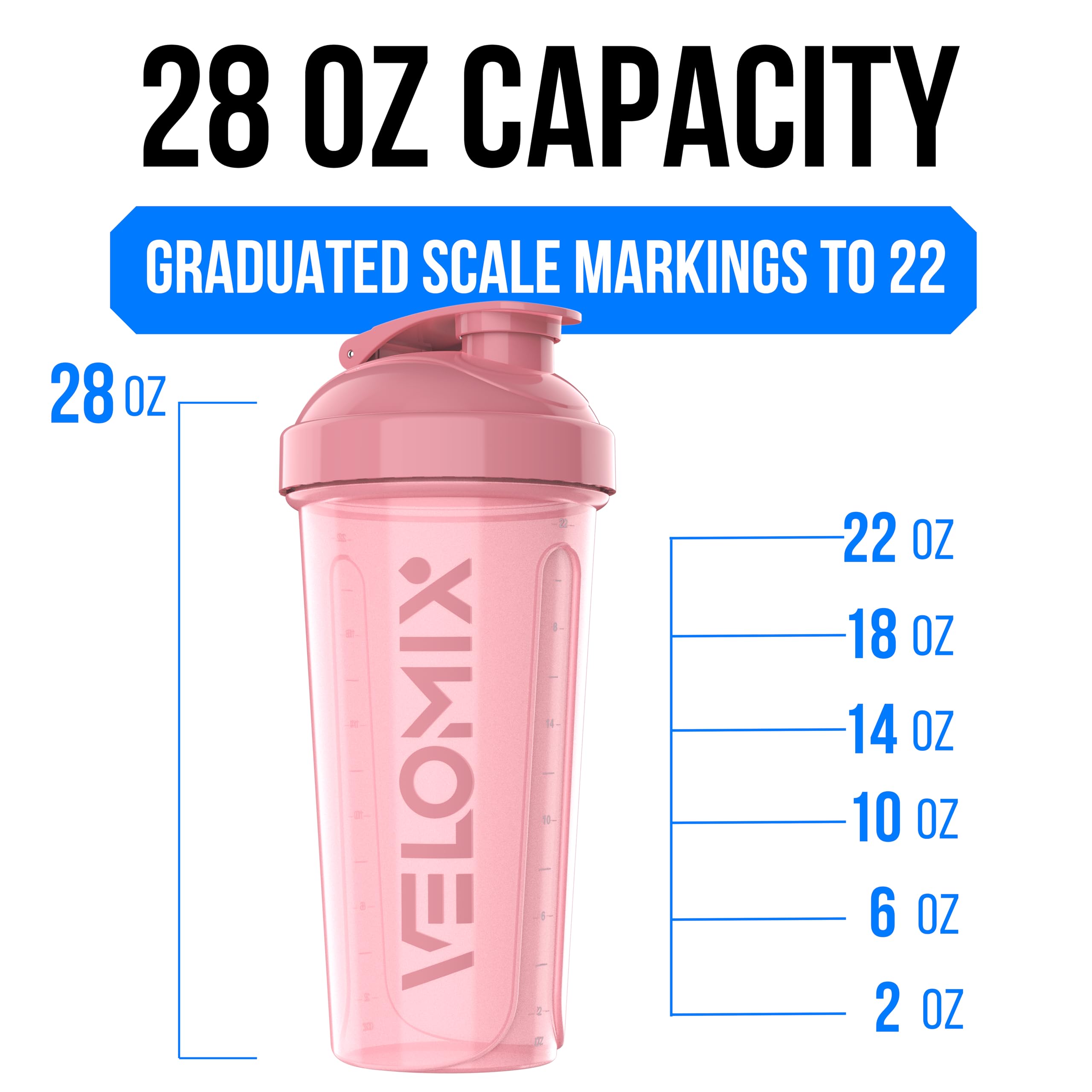 VELOMIX 6 Pack 28 oz Protein Shaker Bottle for Mixes - 6 Wire Whisk Balls | Leak Proof Cups for Supplements | BPA-Free Gym & Fitness (Earth Tones Collection)