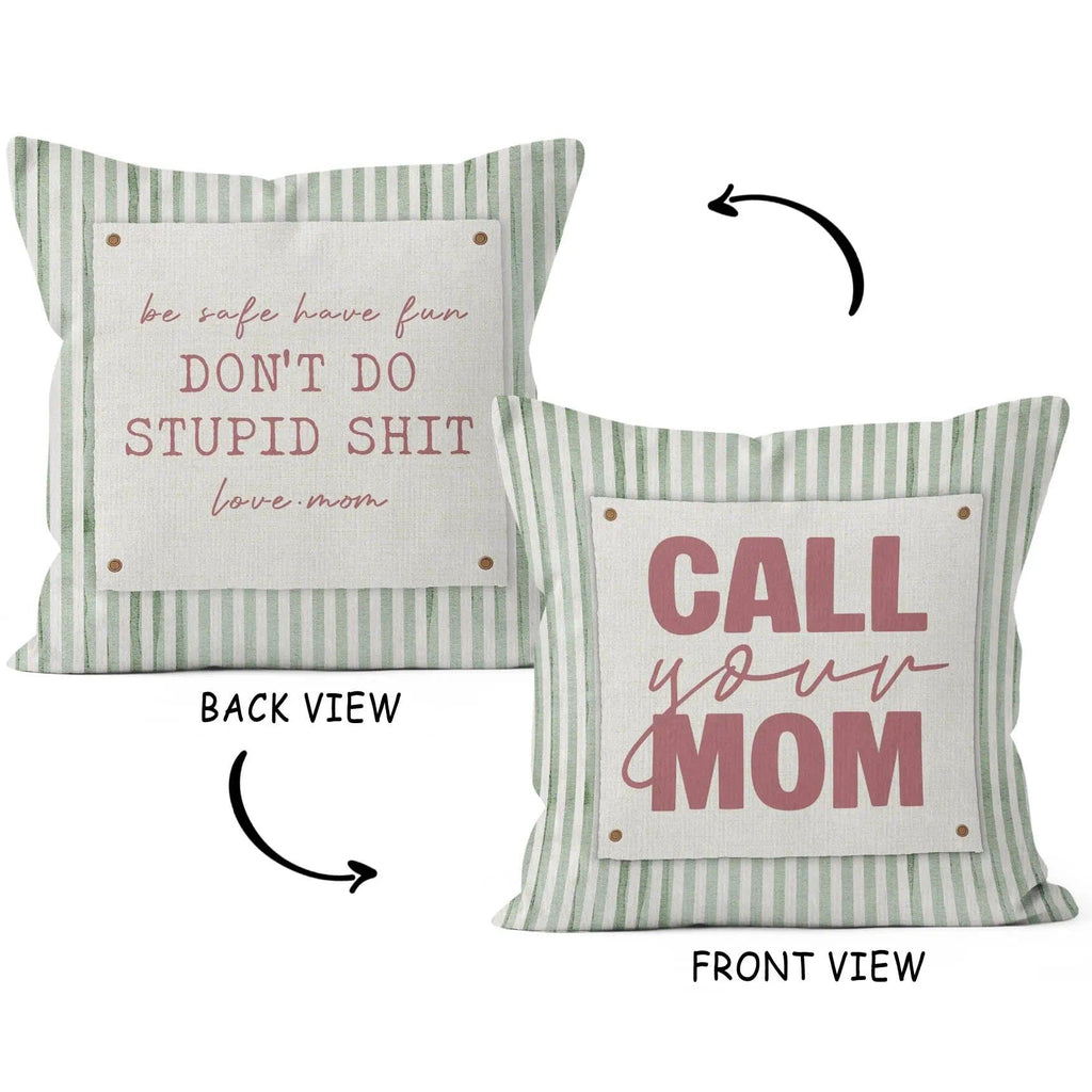 HIWX College Dorm Decor,Funny Have Fun Be Safe Make Good Choices Call Your Mom Decorative 18 x 18 Throw Pillow Cover,Call Your Mom Pillow,Throw Pillows for Dorm Bed Room Student Decor Pillowcase