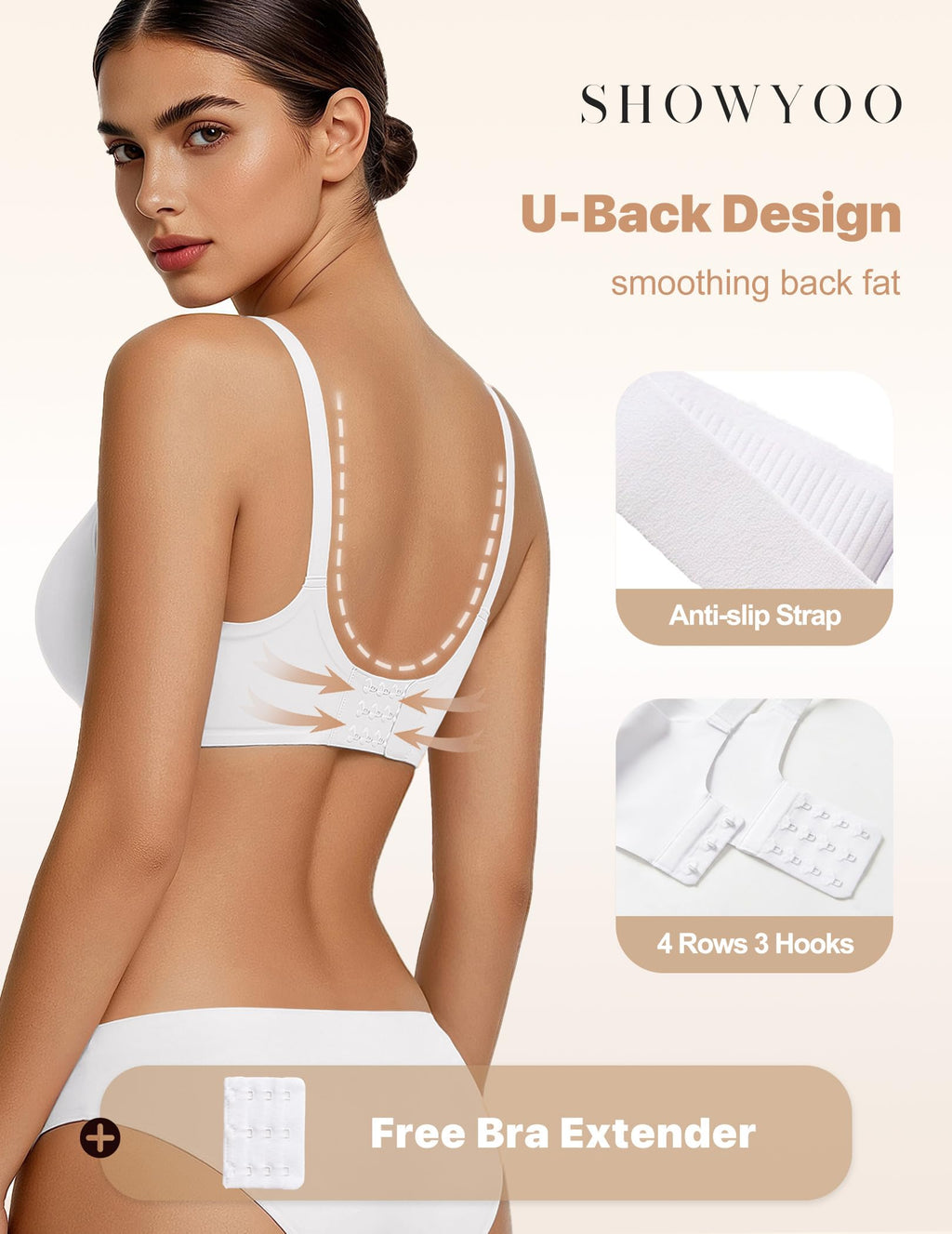 Jelly Bras for Women Wireless Push Up Bra V Neck Seamless Full Coverage Bralette No Underwire Comfy Everyday Bra