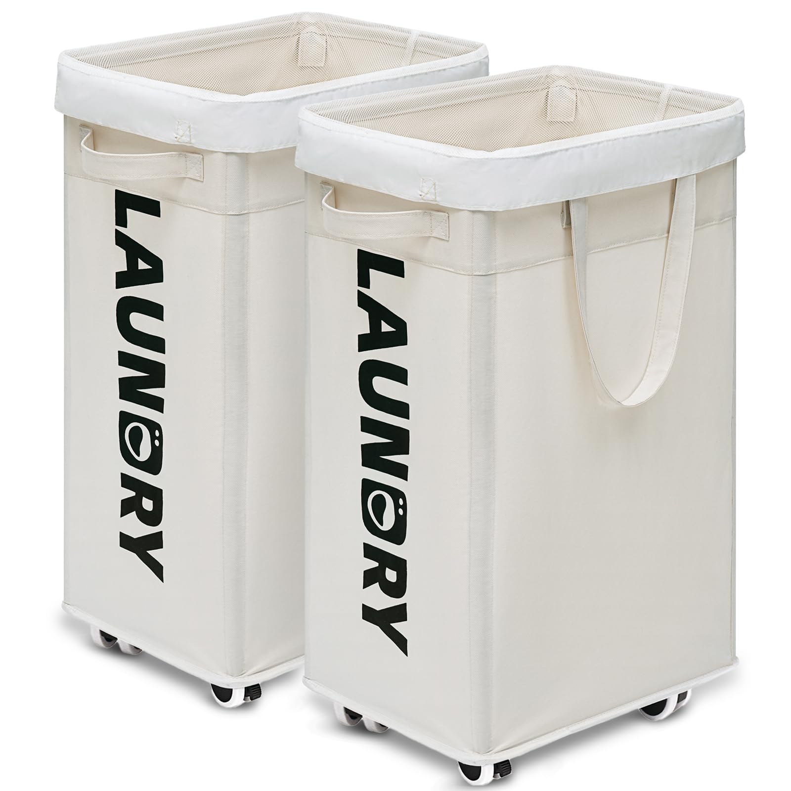 Goodpick Pink Laundry Basket with Wheels, Dorm Room Essentials for Girls, 75L Collapsible Laundry Basket, Laundry Hamper with Handle for College Dorm