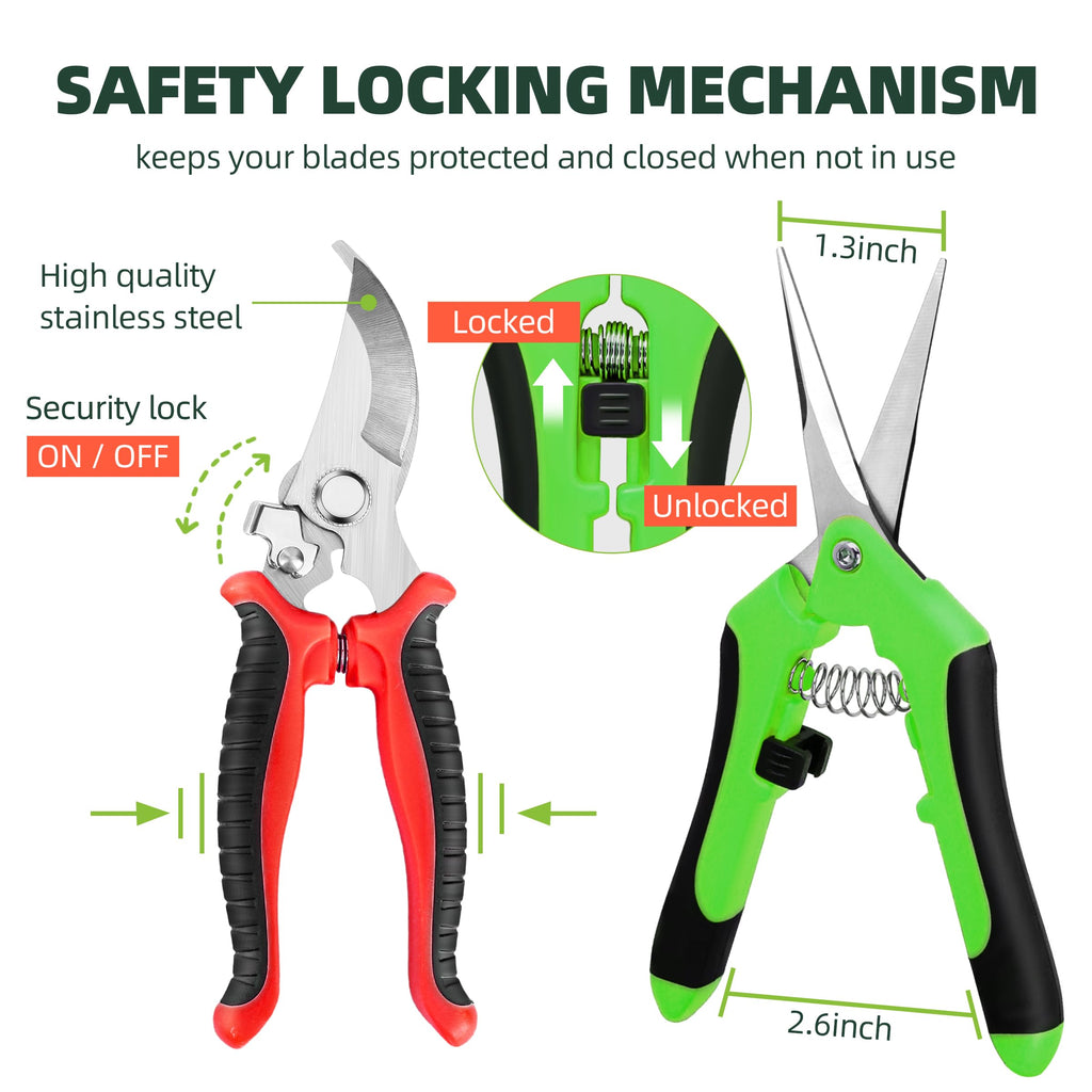 EWPJDK 3 Pack Garden Pruning Shears, Stainless Steel Shears, Gardening Shears, Scissors, Garden Clippers, Pruning Snips, Pruning Shears for Gardening Tools