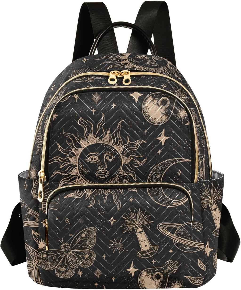 ALAZA Sun Moon Stars Witchy Small Backpack Purse for Women Travel Bag Fashion Daypack Back Pack Shoulder Bag