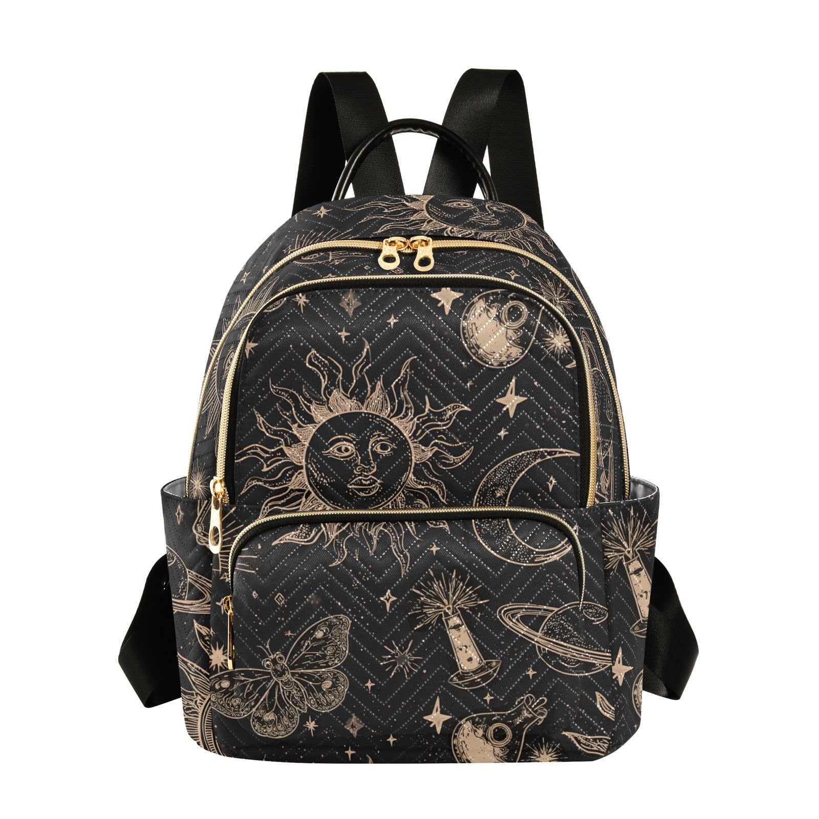 ALAZA Sun Moon Stars Witchy Small Backpack Purse for Women Travel Bag Fashion Daypack Back Pack Shoulder Bag