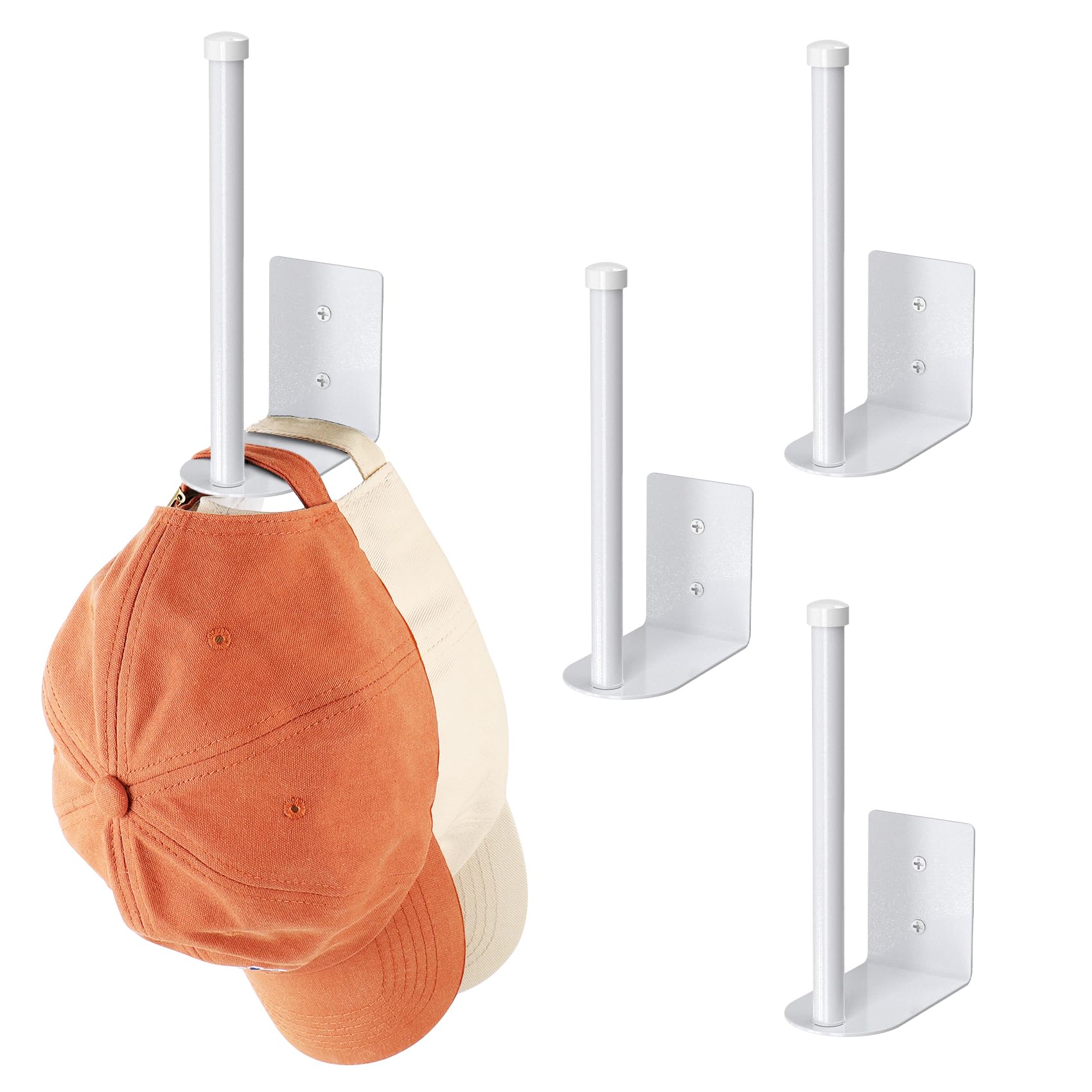 Durmmur 2 Pack Hat Racks for Baseball Caps, Stainless Steel Hat Organizer for Baseball Cap, Hat Holder Storage Organizer, Hat Hanger Strong Adhesive/Wall Drilled for Door, Bedroom, Closet(Black 6 in)