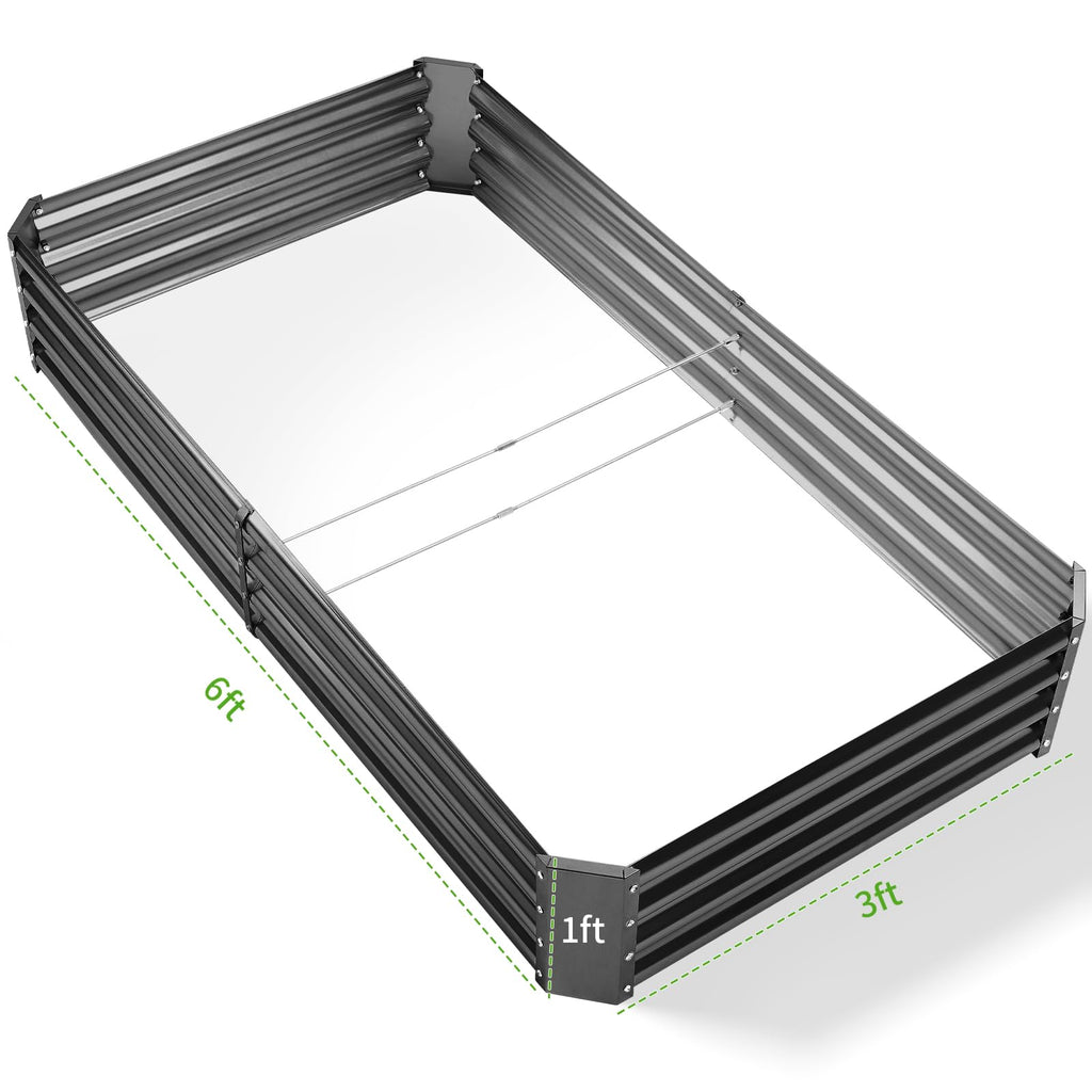 Land Guard 3 Pack 8×4×1ft Galvanized Metal Raised Garden Bed, Metal Planter Kit Box Outdoor for Deep-Rooted Vegetables, Flowers, Green and Herbs, Silver