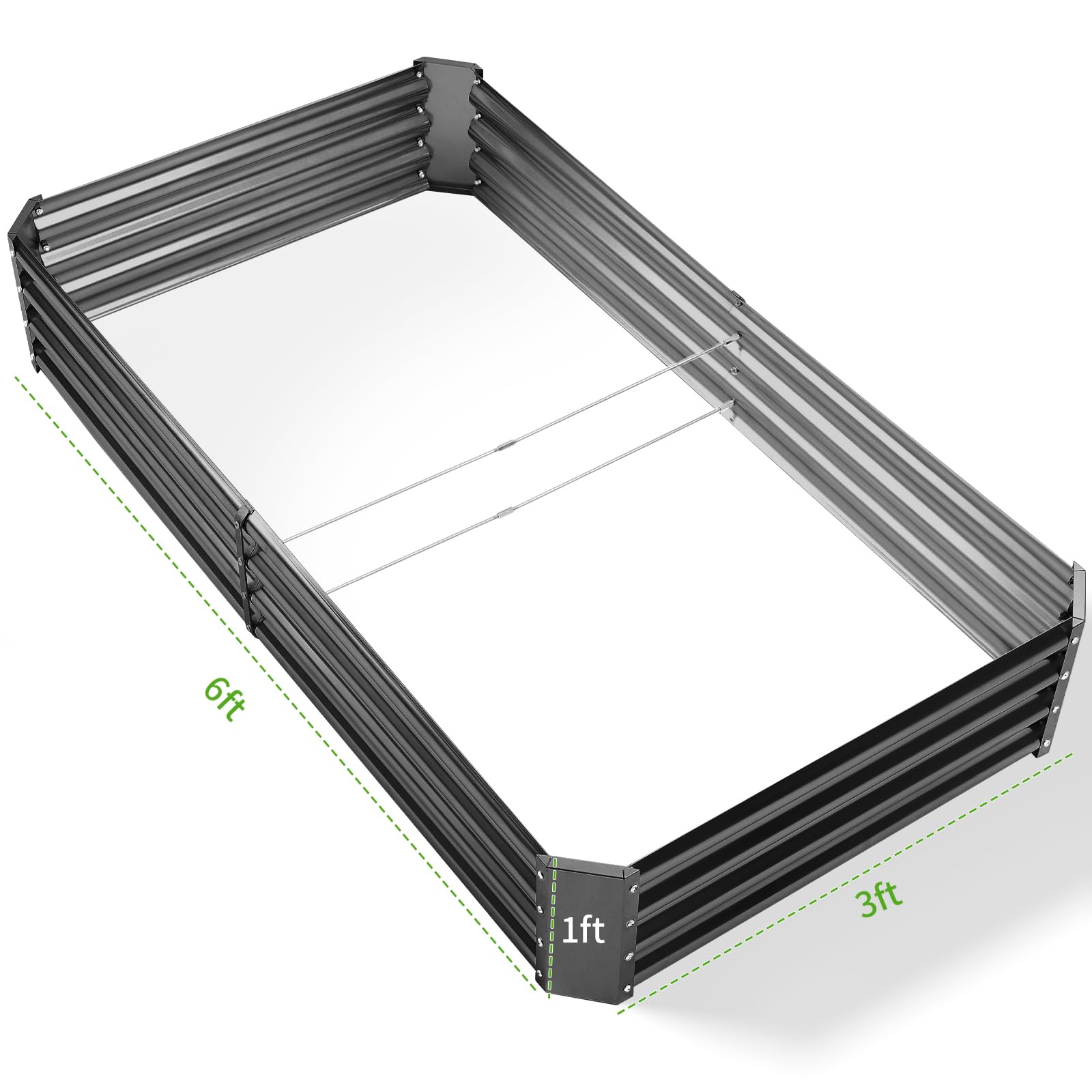 Land Guard 3 Pack 8×4×1ft Galvanized Metal Raised Garden Bed, Metal Planter Kit Box Outdoor for Deep-Rooted Vegetables, Flowers, Green and Herbs, Silver