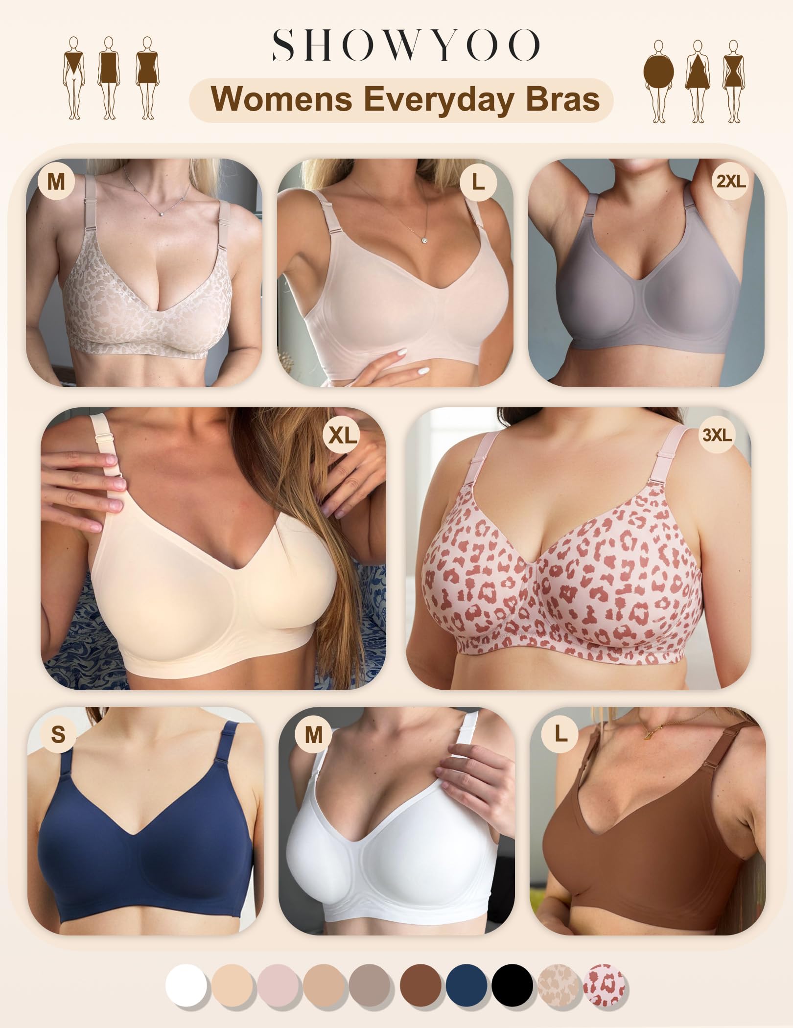 Jelly Bras for Women Wireless Push Up Bra V Neck Seamless Full Coverage Bralette No Underwire Comfy Everyday Bra