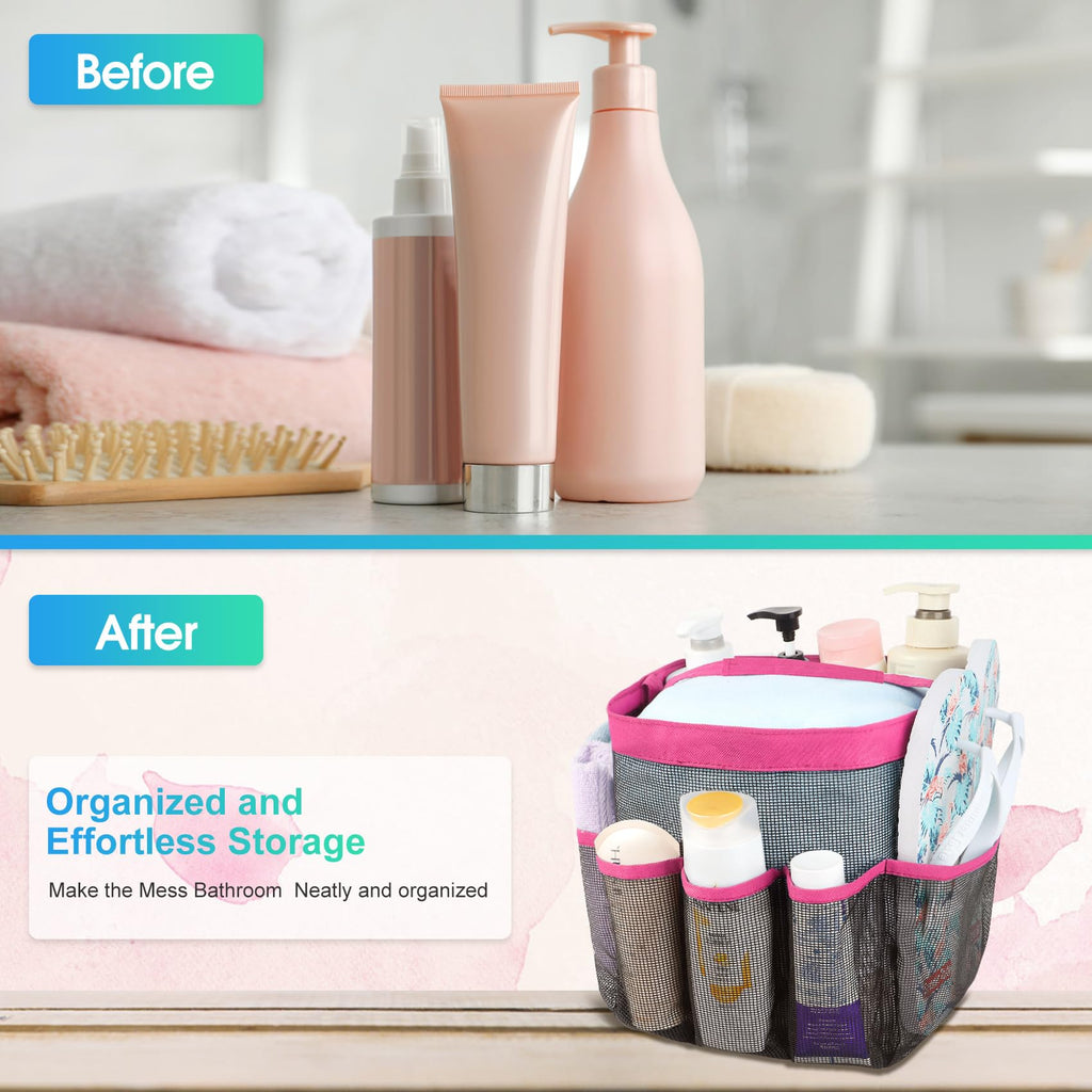 Attmu Mesh Shower Caddy Portable for College Dorm Room Camping Essentials, Shower Caddy Dorm with 9-Pockets, Large Capacity Hanging Basket Bathroom Bag for Toiletry, Swimming, Gym, Camp, Beach