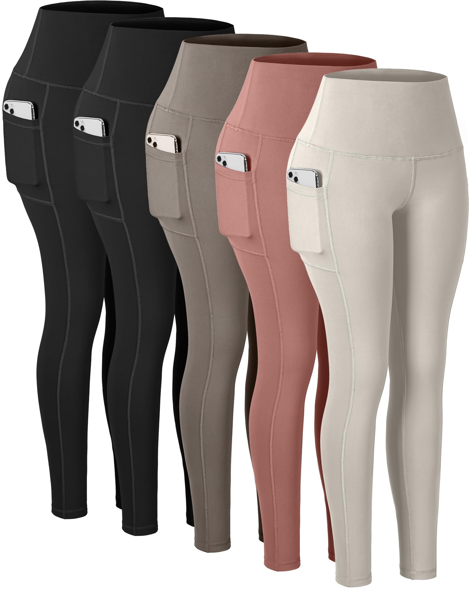 CHRLEISURE Leggings with Pockets for Women, High Waisted Tummy Control Workout Yoga Pants