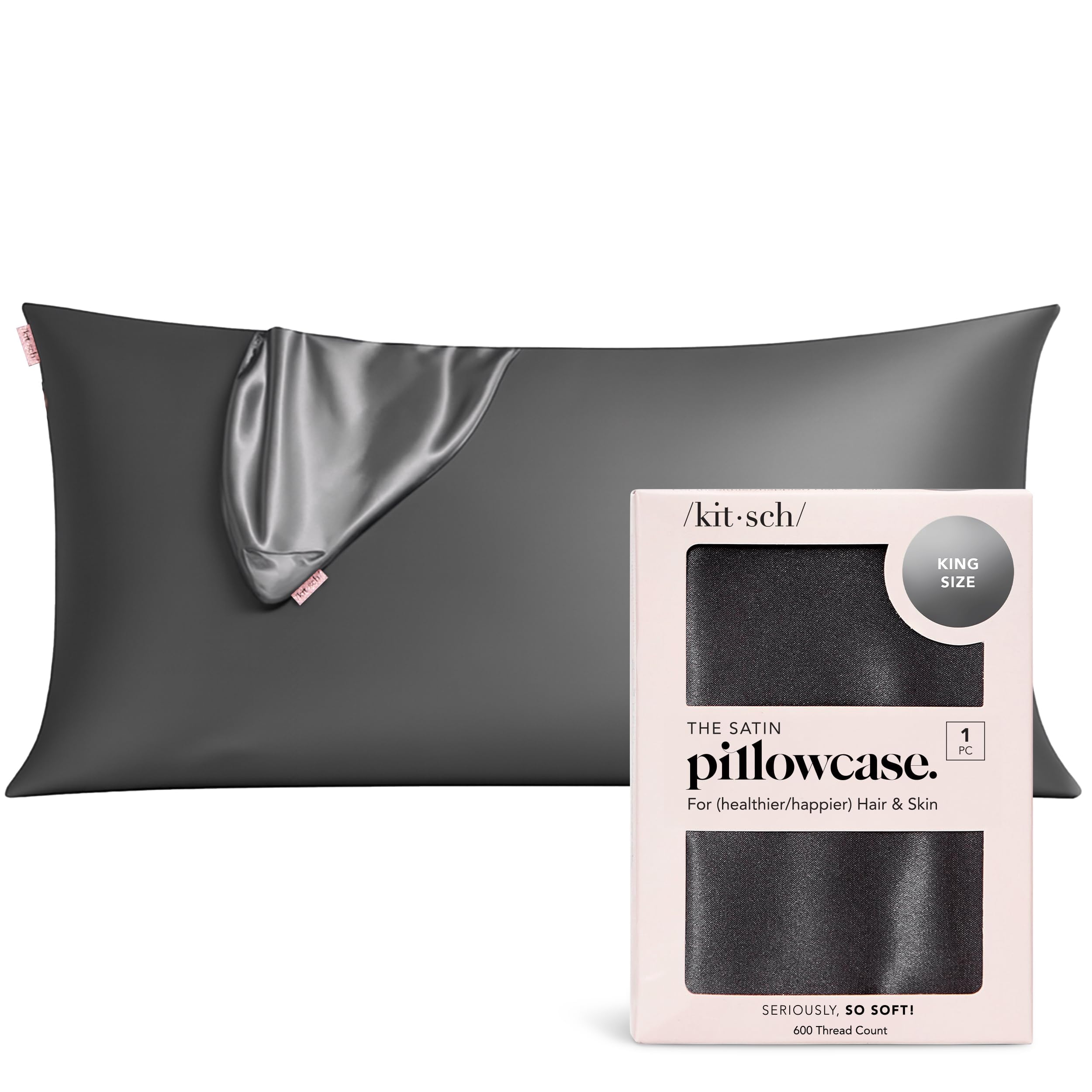 Kitsch Satin Pillowcase with Zipper - Standard Size, Leopard | Softer Than Silk Pillow Cases, Smooth Cooling Satin Pillow Case for Hair and Skin, Wrinkle-Free, Machine Washable