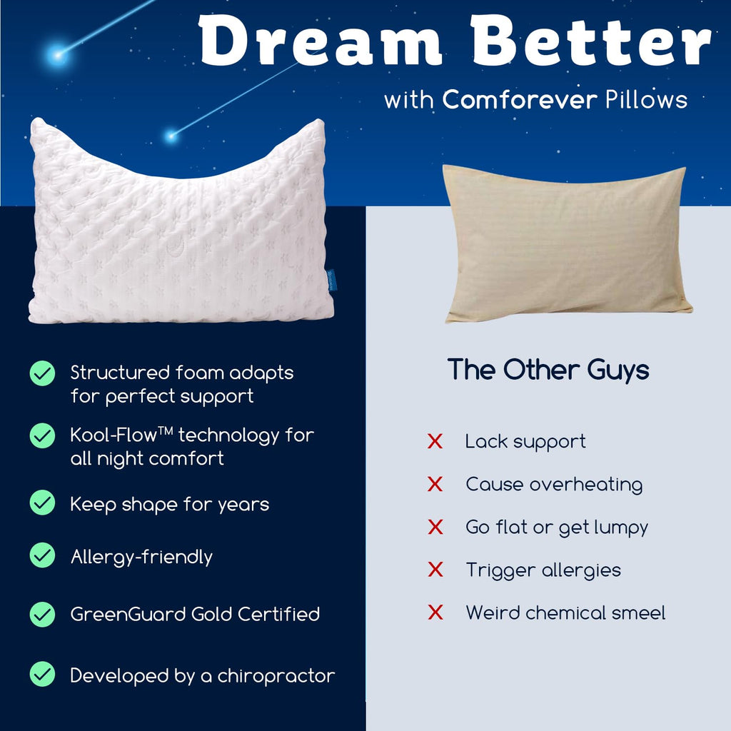 KUCEY Cooling Side Sleeper Pillow for Neck and Shoulder Pain, Luxury Shredded Memory Foam Curved Bed Pillows for Sleeping Set of 1- Adjustable Queen Size- Washable Cover Crescent White