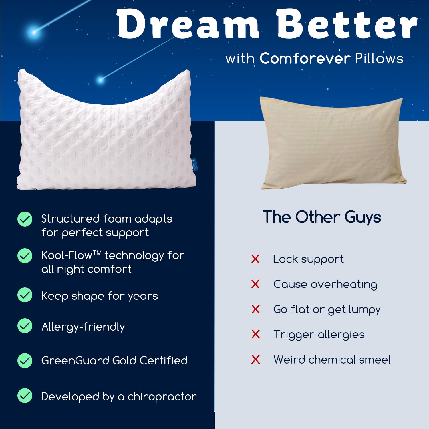 KUCEY Cooling Side Sleeper Pillow for Neck and Shoulder Pain, Luxury Shredded Memory Foam Curved Bed Pillows for Sleeping Set of 1- Adjustable Queen Size- Washable Cover Crescent White