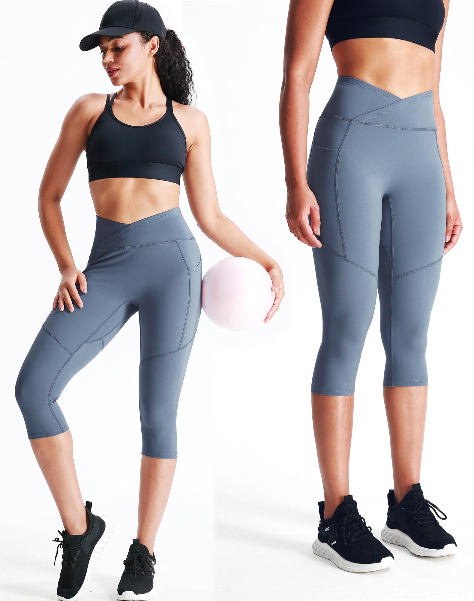 NELEUS Women's Yoga Running Capris Tummy Control High Waist Workout Pants