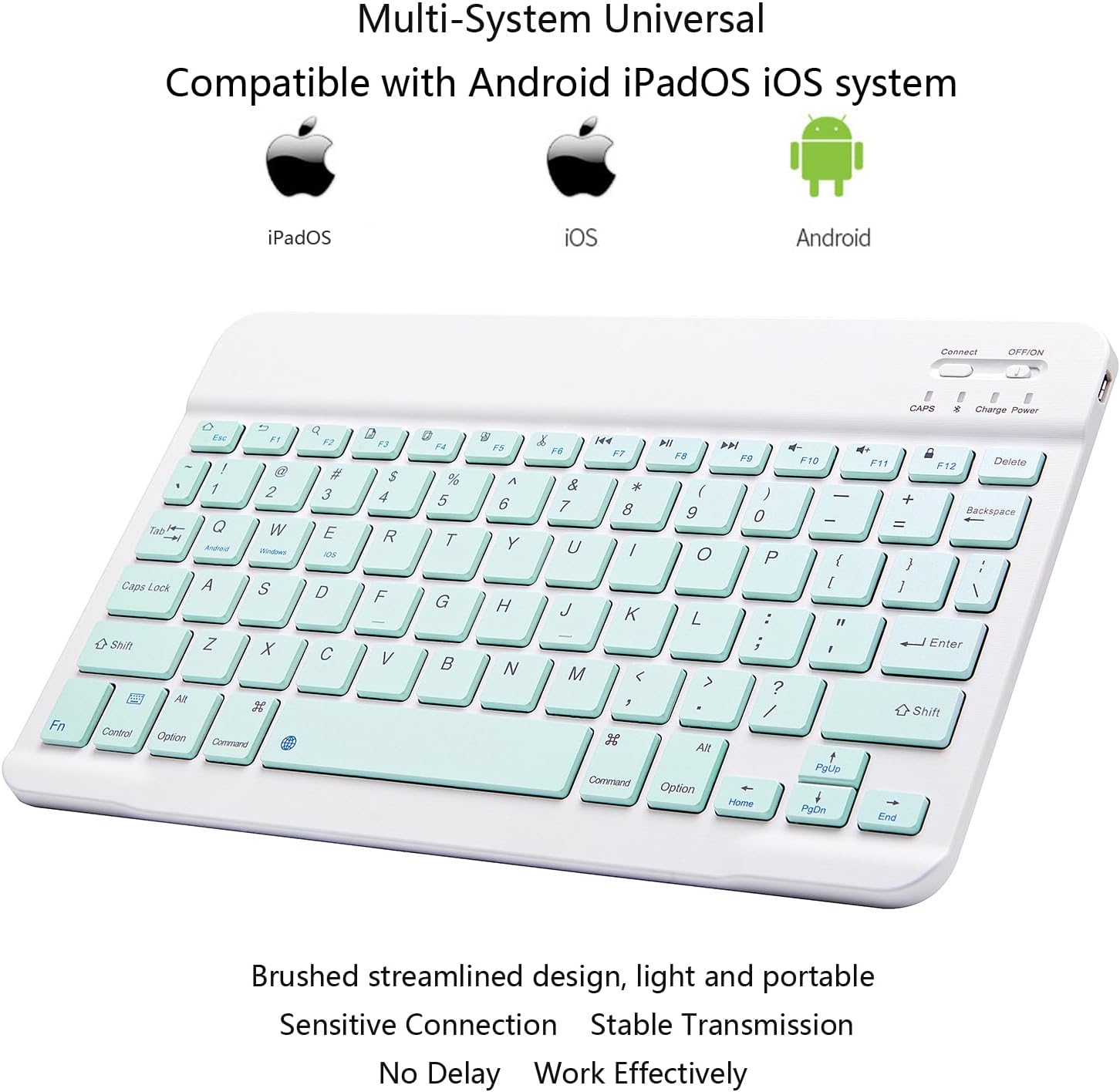 Ultra-Slim Bluetooth Keyboard Portable Mini Wireless Keyboard Rechargeable for Apple iPad iPhone Samsung Tablet Phone Smartphone iOS Android Windows (10 inch Light Green)