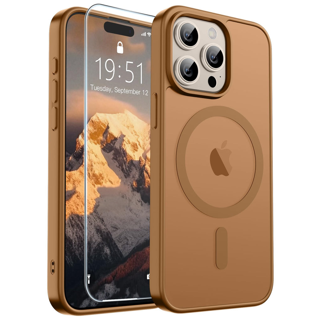 SUPFINE Magnetic for iPhone 17 Pro Max Case with Screen Protector (Compatible with MagSafe)(Military Grade Drop Protection) Translucent Matte Phone Cover,Dark Blue