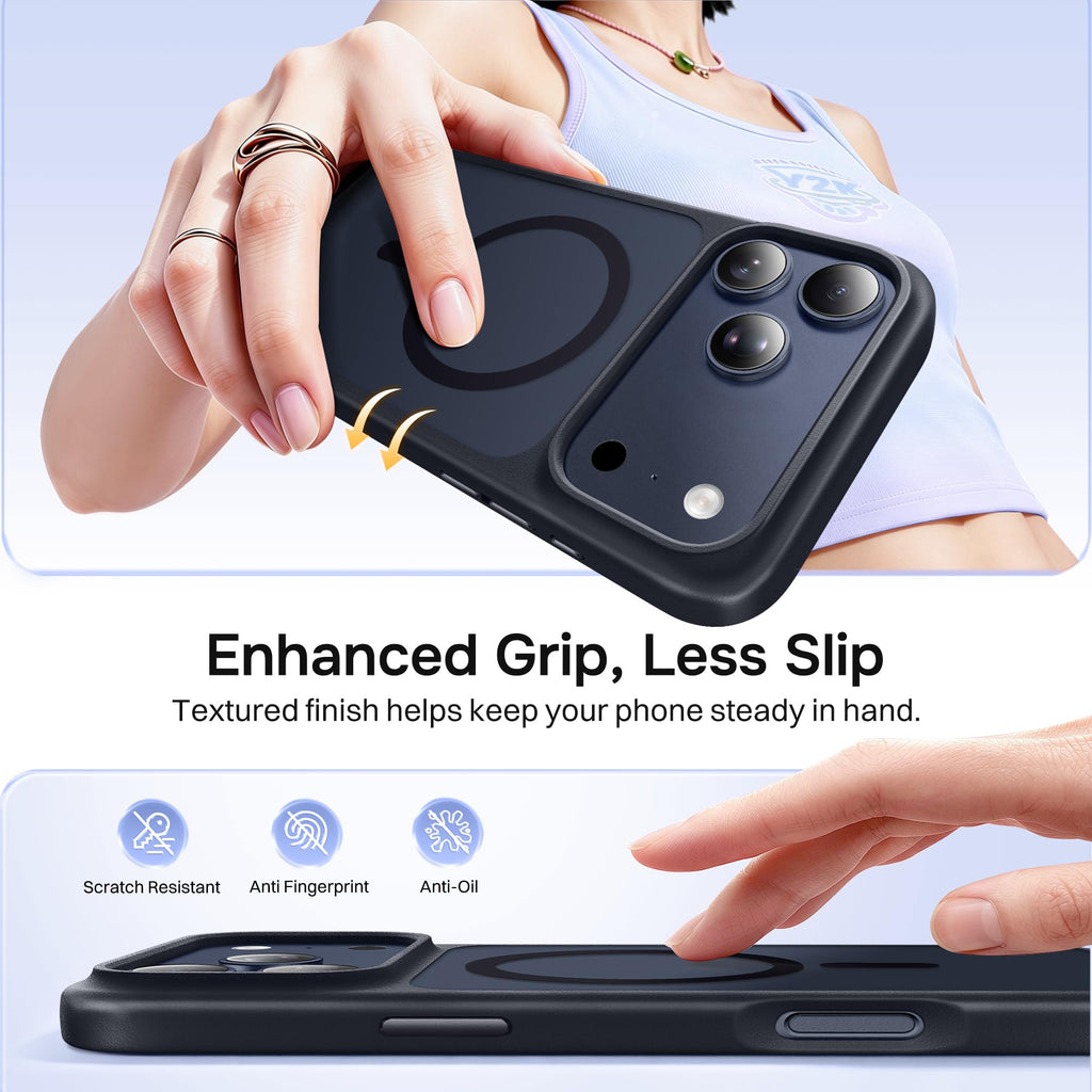 Magnetic for iPhone 17 Pro Max Case, Compatible with MagSafe, [Military Grade Drop Protection] Translucent Matte Shockproof Protective Anti-Fingerprint Phone Case, 6.9", Dark Purple