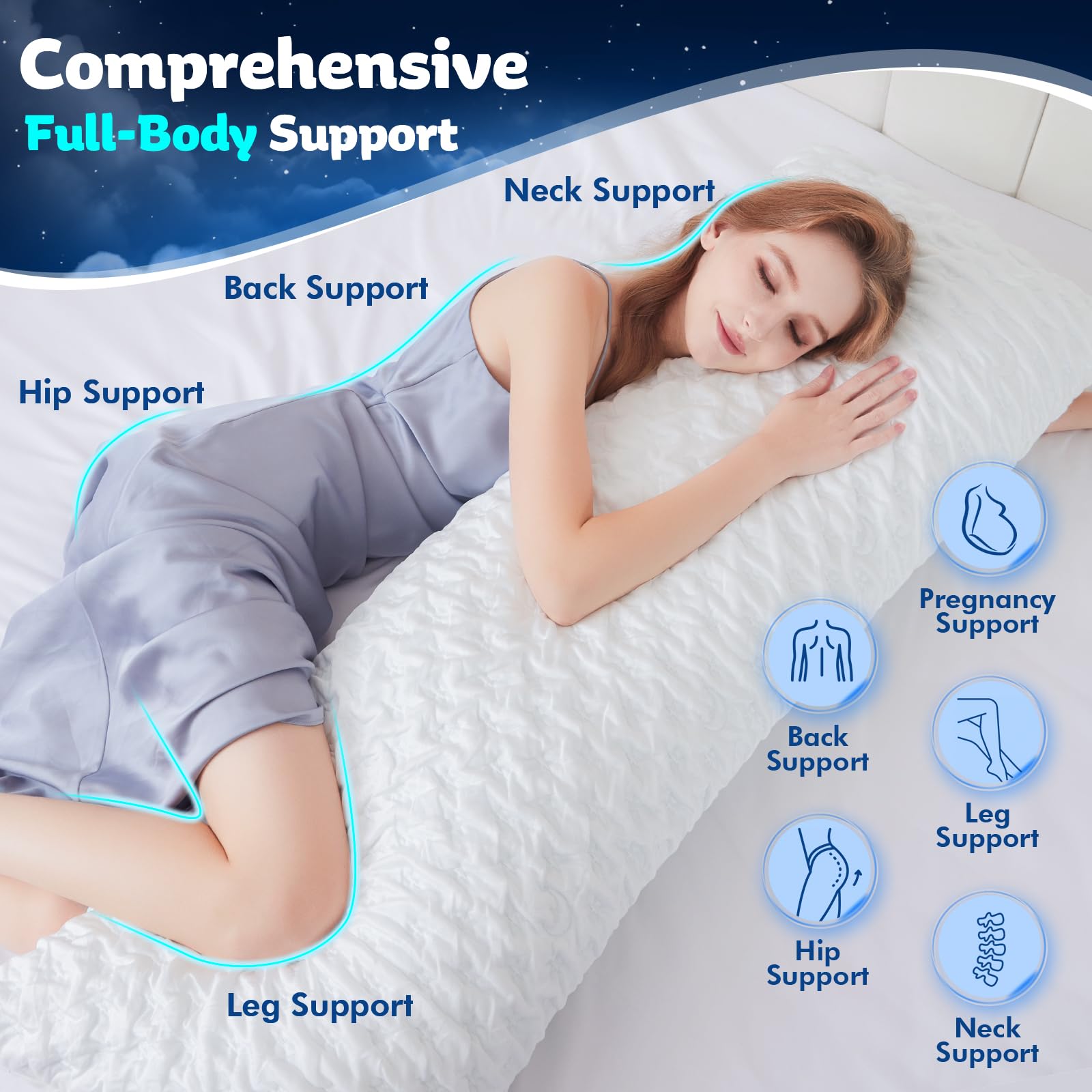KUCEY Cooling Side Sleeper Pillow for Neck and Shoulder Pain, Luxury Shredded Memory Foam Curved Bed Pillows for Sleeping Set of 1- Adjustable Queen Size- Washable Cover Crescent White