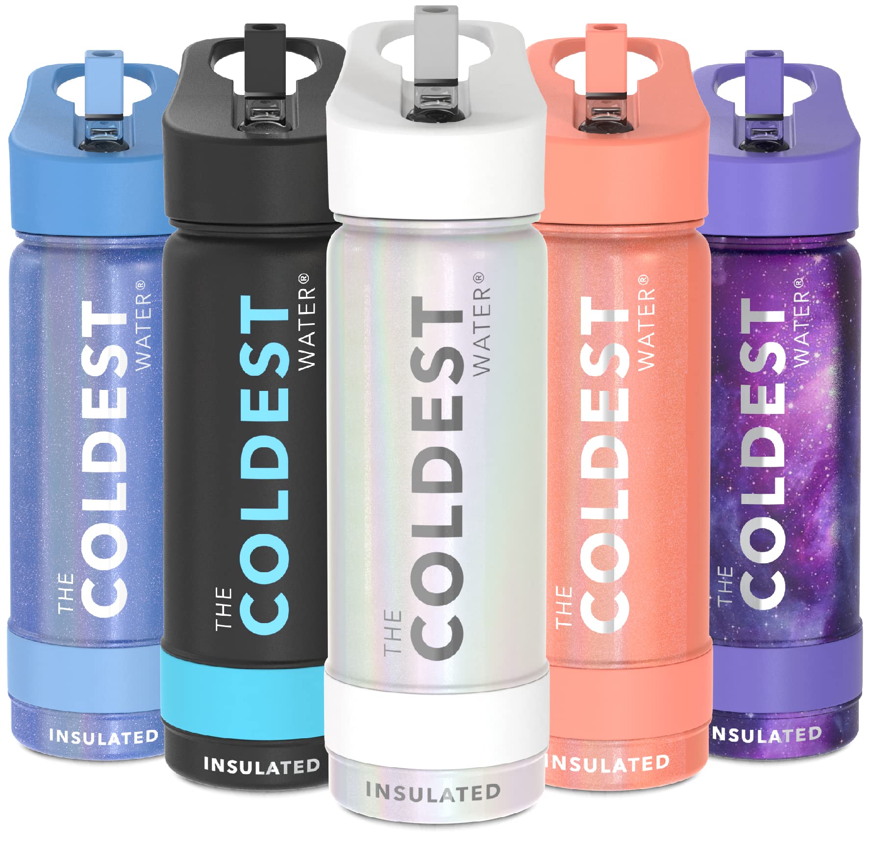 Coldest Insulated Water Bottle with Straw Lid - Stainless Steel Metal Insulated Bottle for Men & Women (Oceanic Green, 32 oz)
