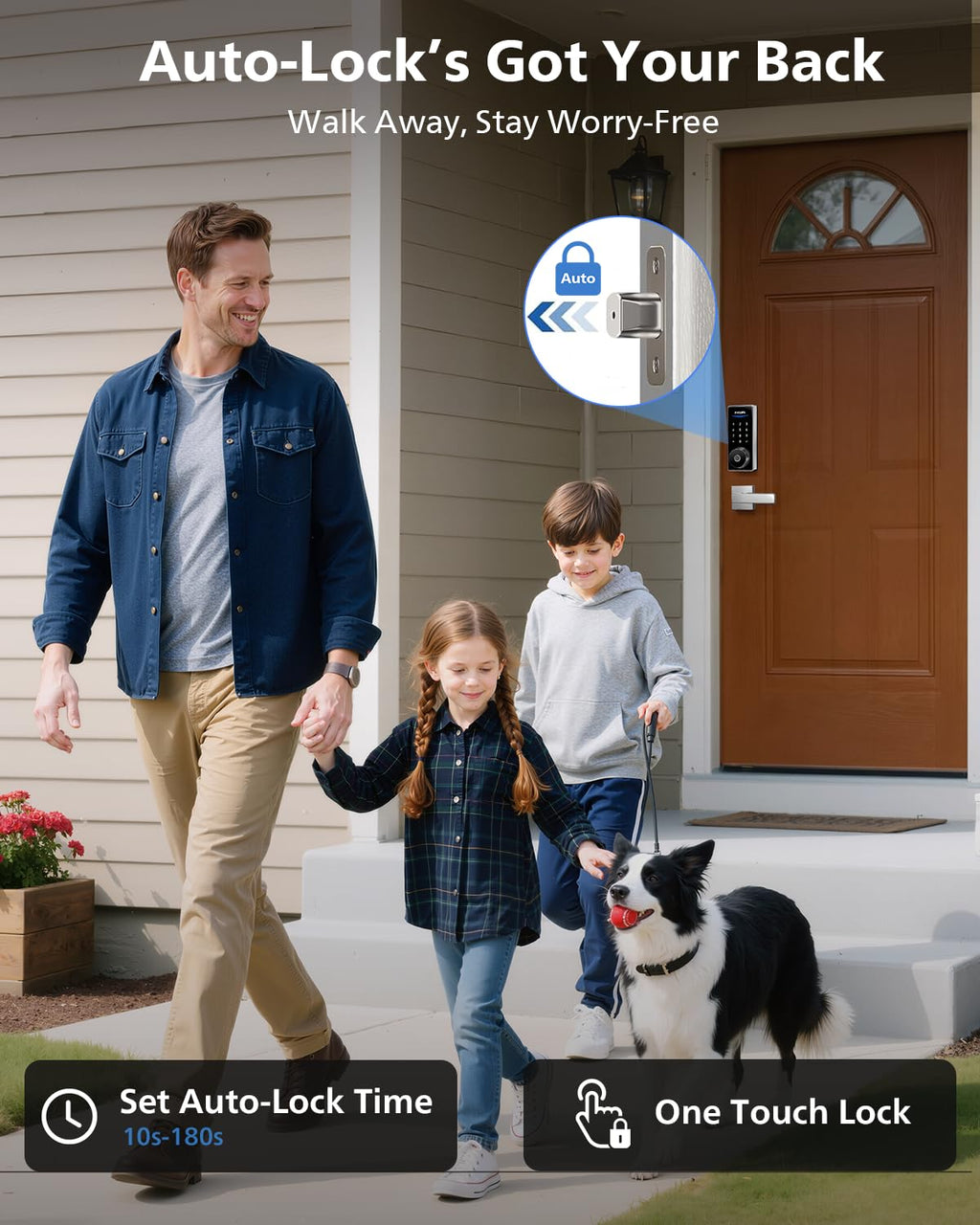 Philips Smart Lock with Handles, Keyless Entry Door Lock Set, Keypad Door Lock with 2 Level Handles, Digital Keypad Deadbolt for Front Door, App Fingerprint PIN Code Unlocking, Auto Locking