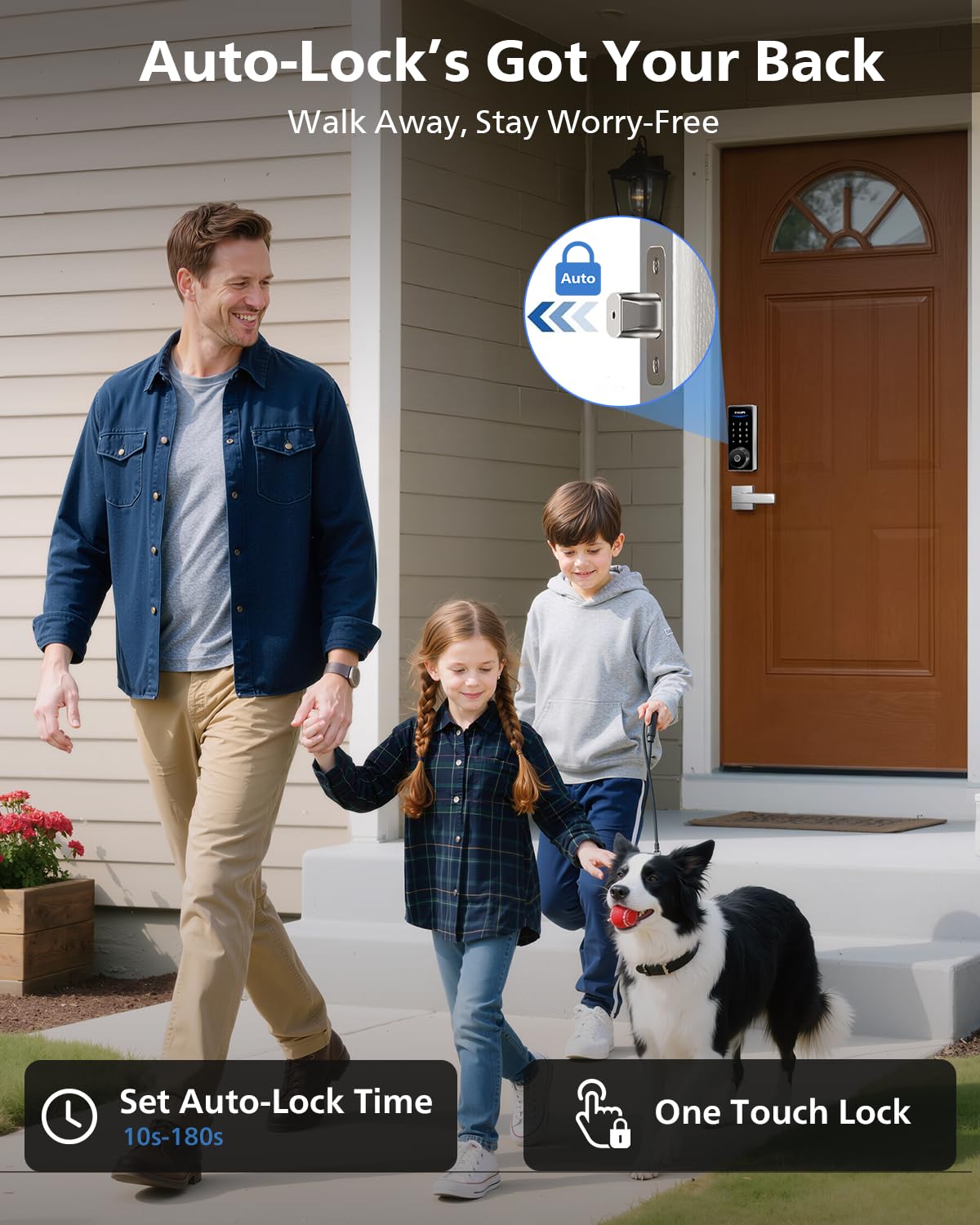Philips Smart Lock with Handles, Keyless Entry Door Lock Set, Keypad Door Lock with 2 Level Handles, Digital Keypad Deadbolt for Front Door, App Fingerprint PIN Code Unlocking, Auto Locking