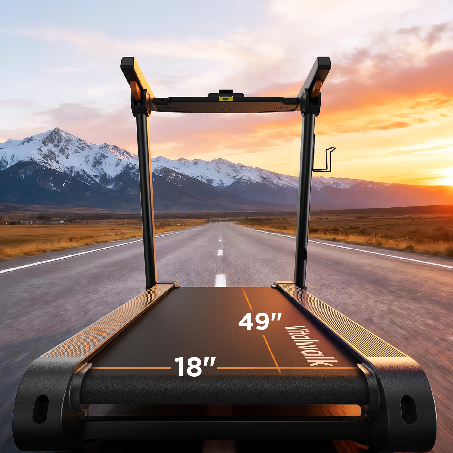 Vitalwalk Foldable Treadmill with Auto Incline, Commercial 49"x18" Wide Running Belt, 10MPH, 3.5HP Brushless, Walking Pad Treadmill for Home, Auto Folding, No Installation, 350LBS, APP